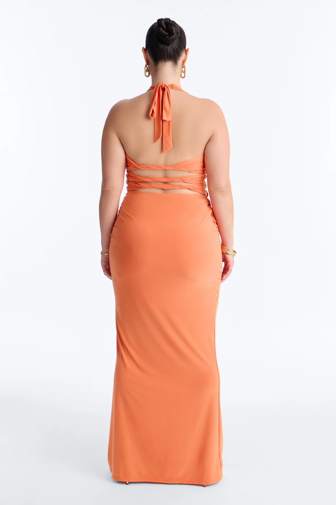 Sloane Knotted Maxi Skirt Set - Orange - Image 8