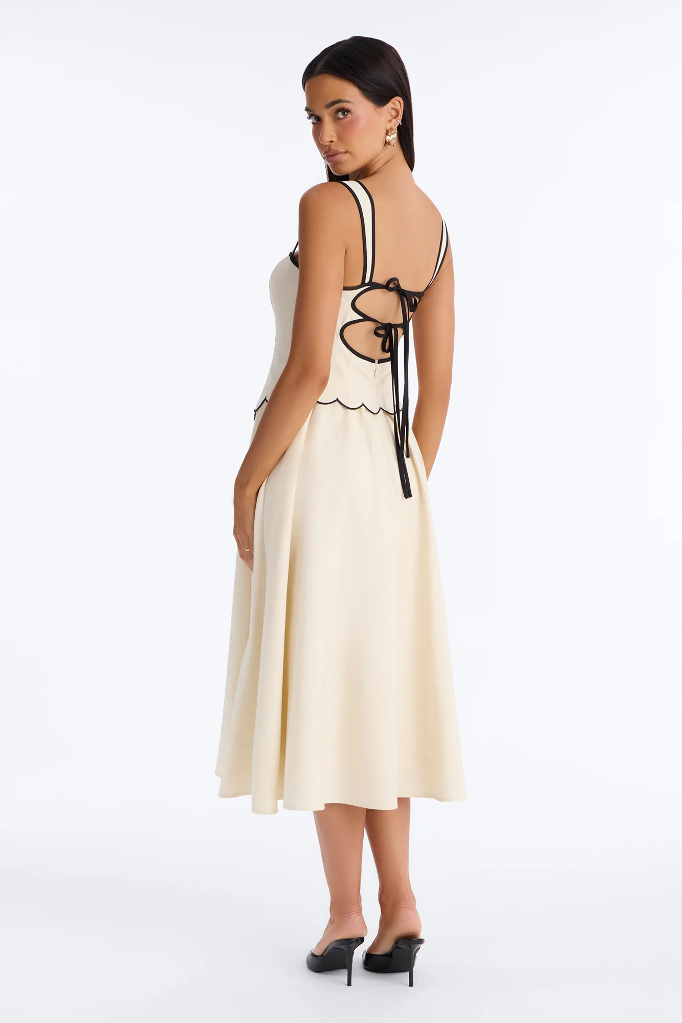 Sloane Linen Midi Dress - Off White/combo - Image 4