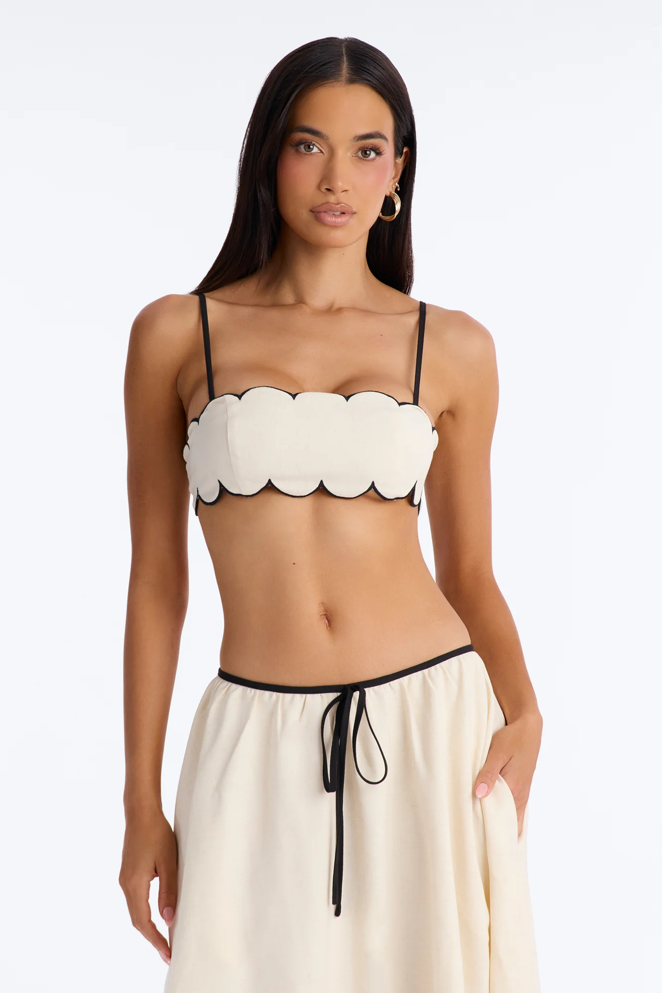 Sloane Linen Midi Skirt Set - Off White/combo - Image 2