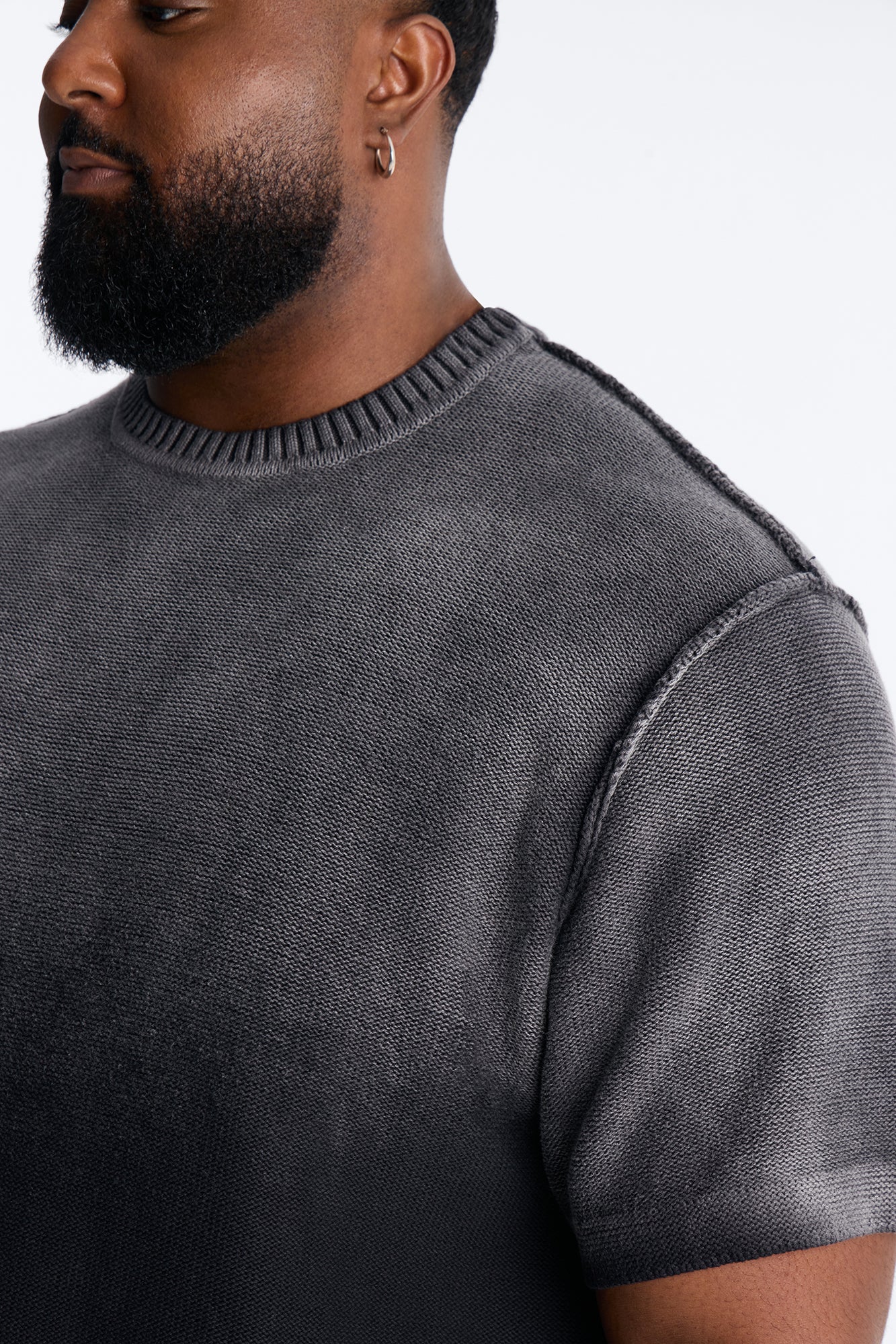 Slouch Ombre Crew Sweater Tee - Black - Image 3