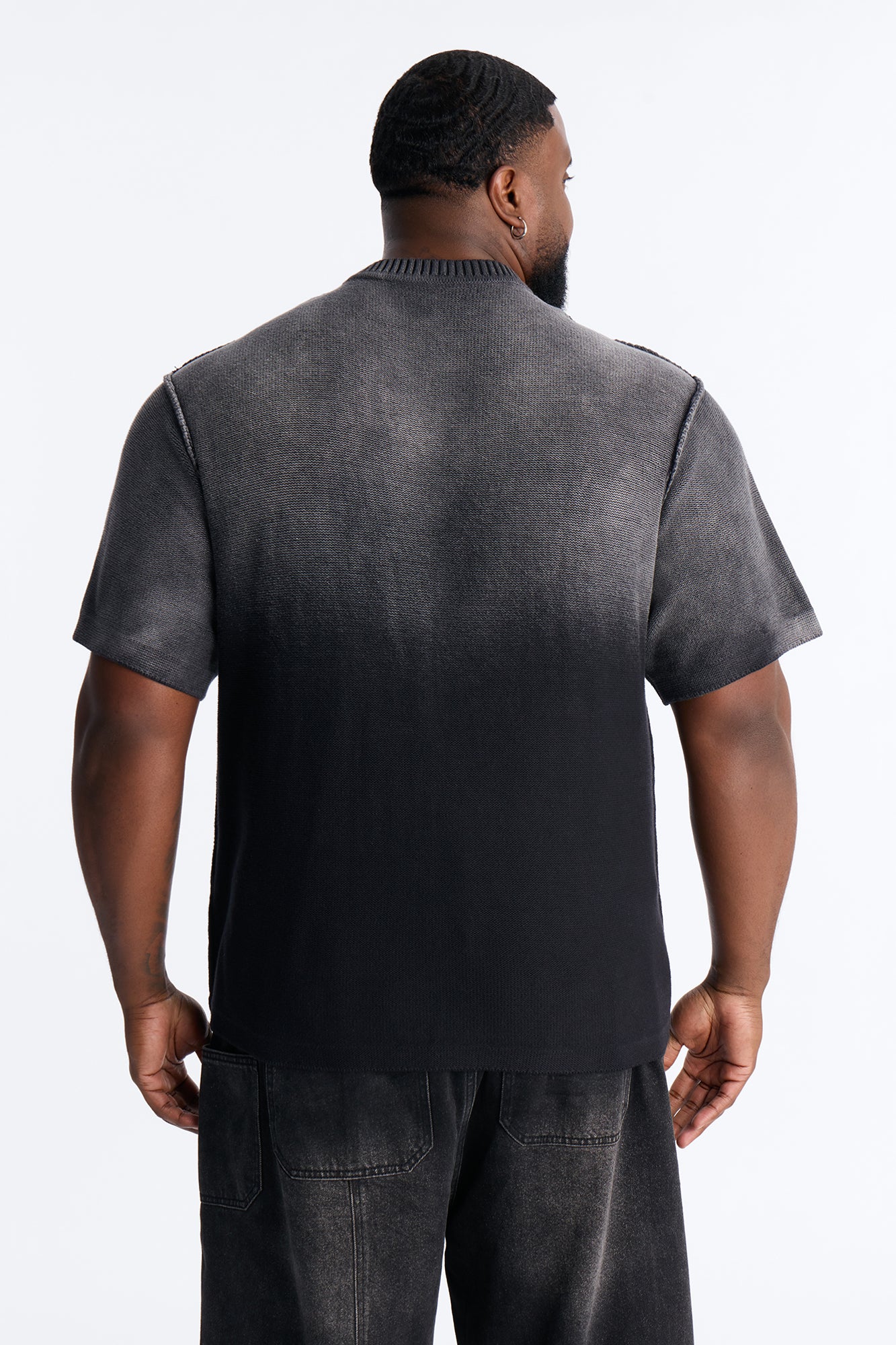 Slouch Ombre Crew Sweater Tee - Black - Image 4