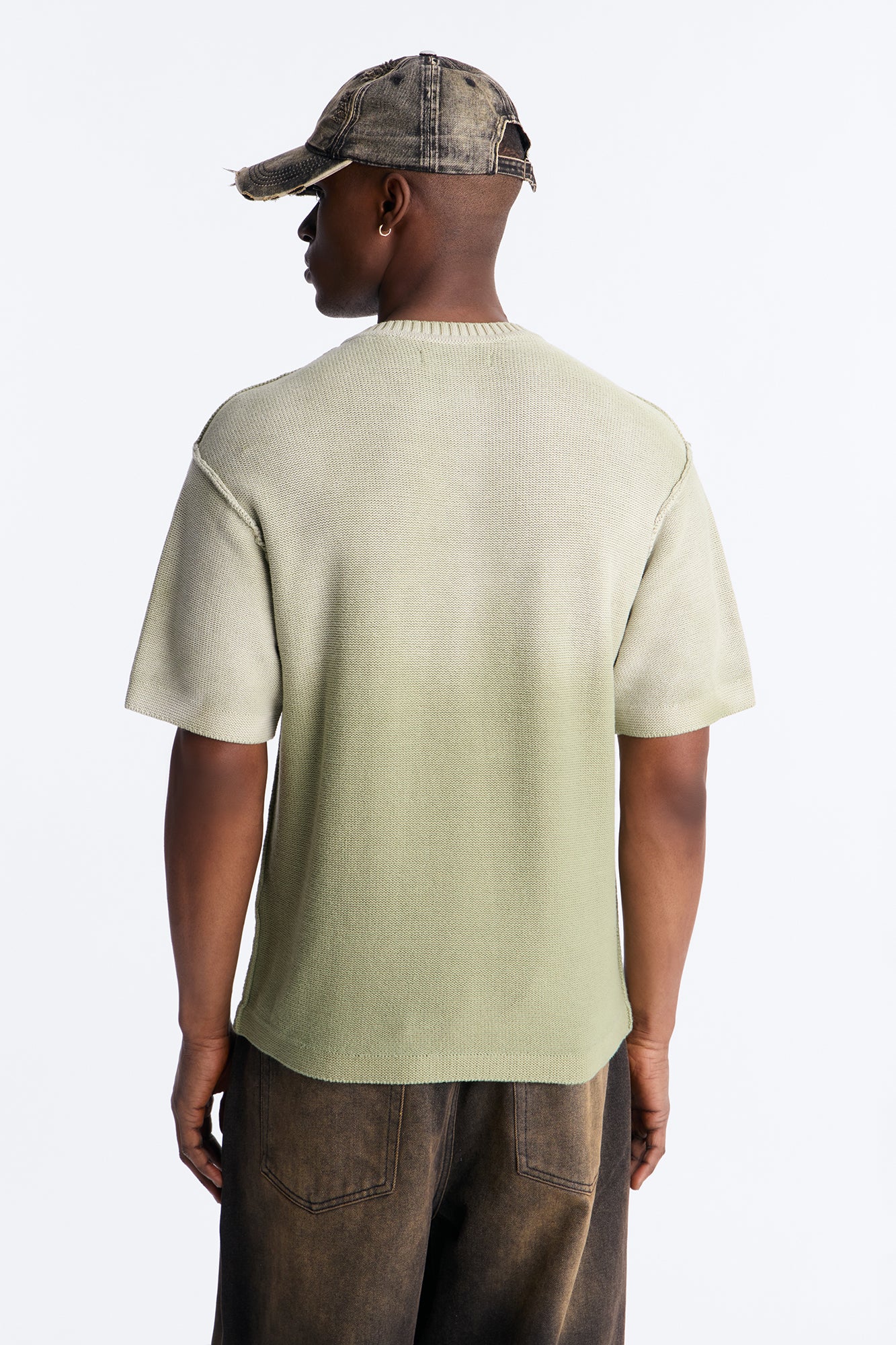 Slouch Ombre Crew Sweater Tee - Olive - Image 5