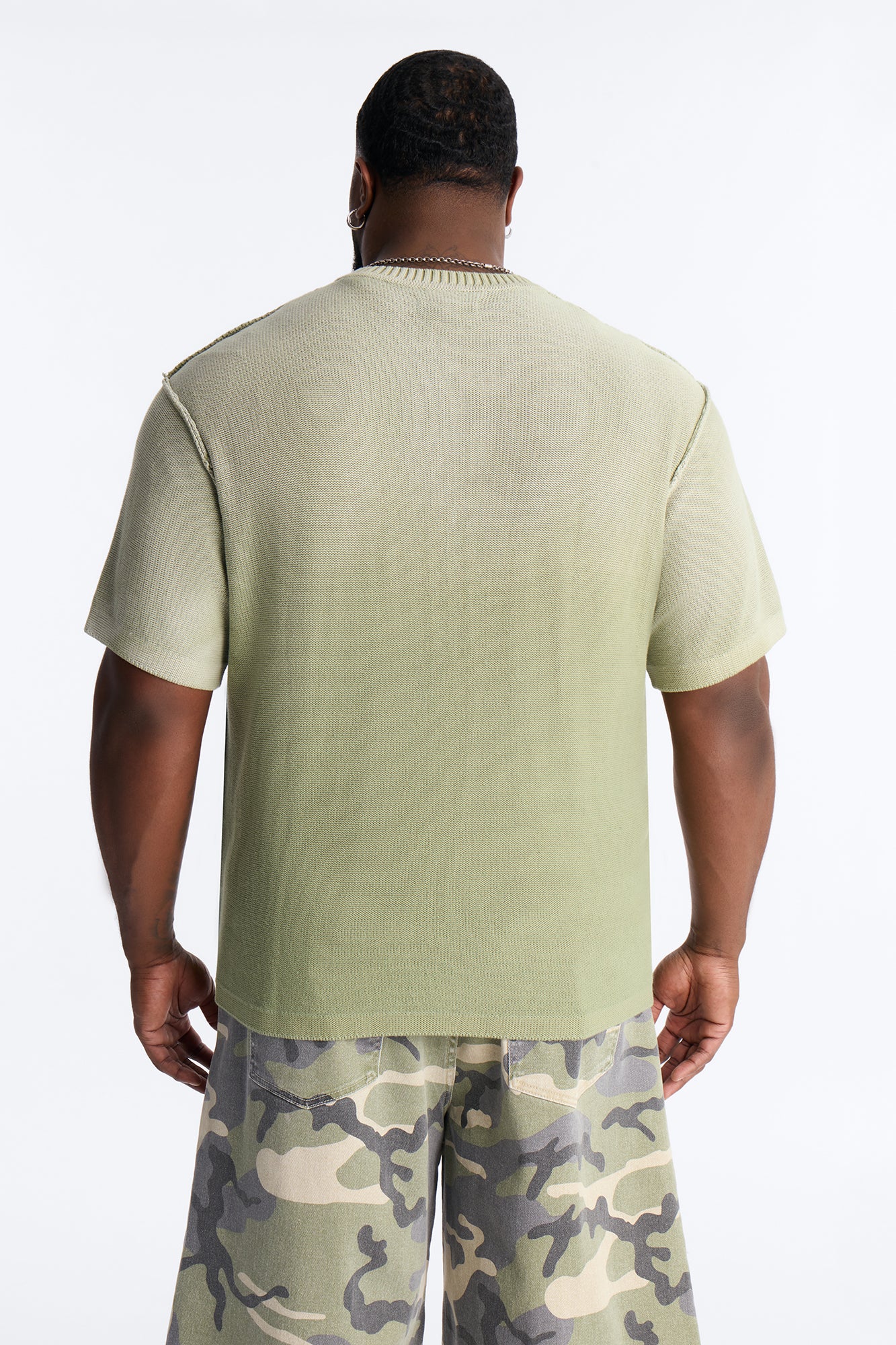 Slouch Ombre Crew Sweater Tee - Olive - Image 9