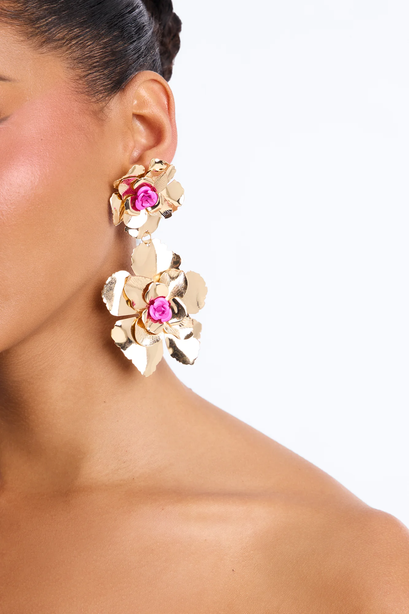 Smelling The Roses Drop Earrings - Gold