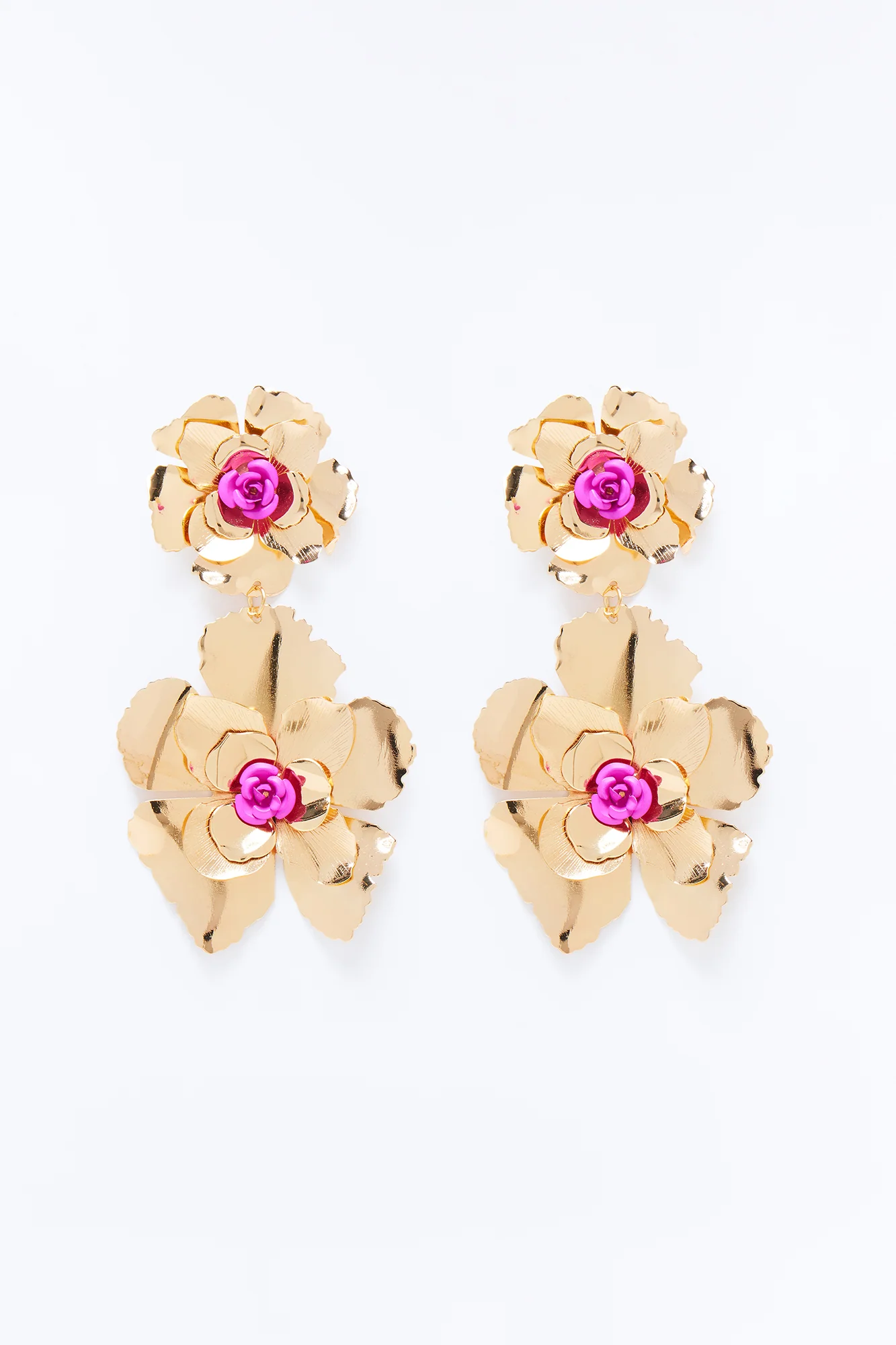 Smelling The Roses Drop Earrings - Gold - Image 3