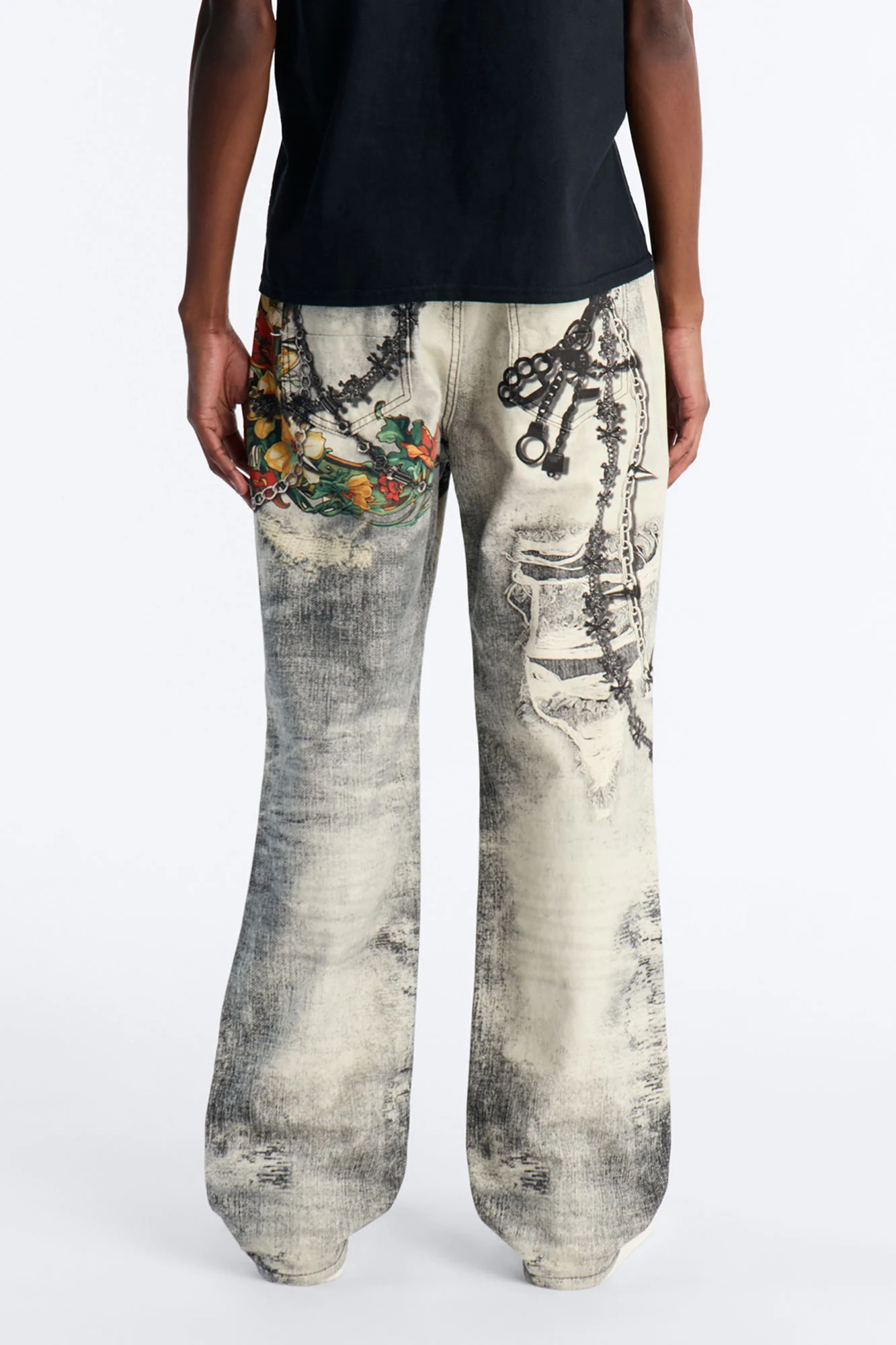 Smoke N Chains Printed Baggy Jean - Acid Wash Black - Image 5