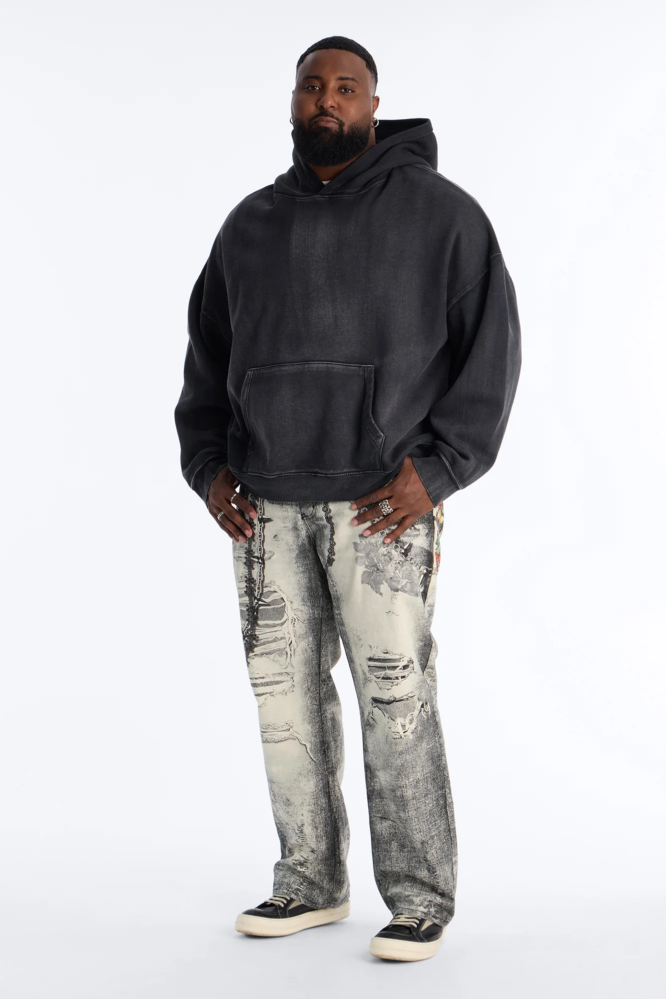 Smoke N Chains Printed Baggy Jean - Acid Wash Black - Image 7