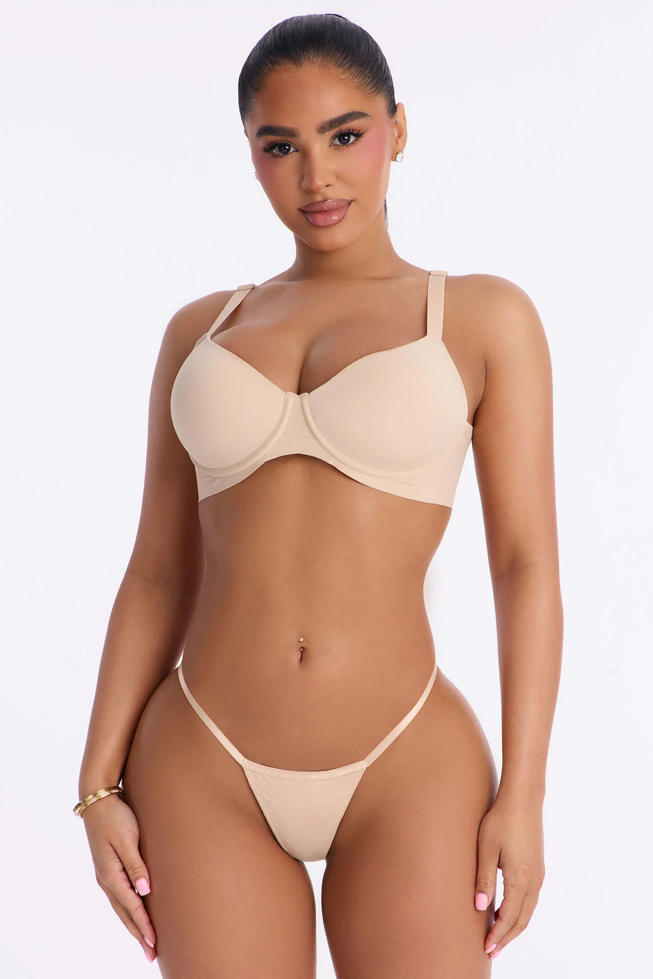 Smooth Like That Lightly Lined Scuba Demi Bra - Nude - Image 2