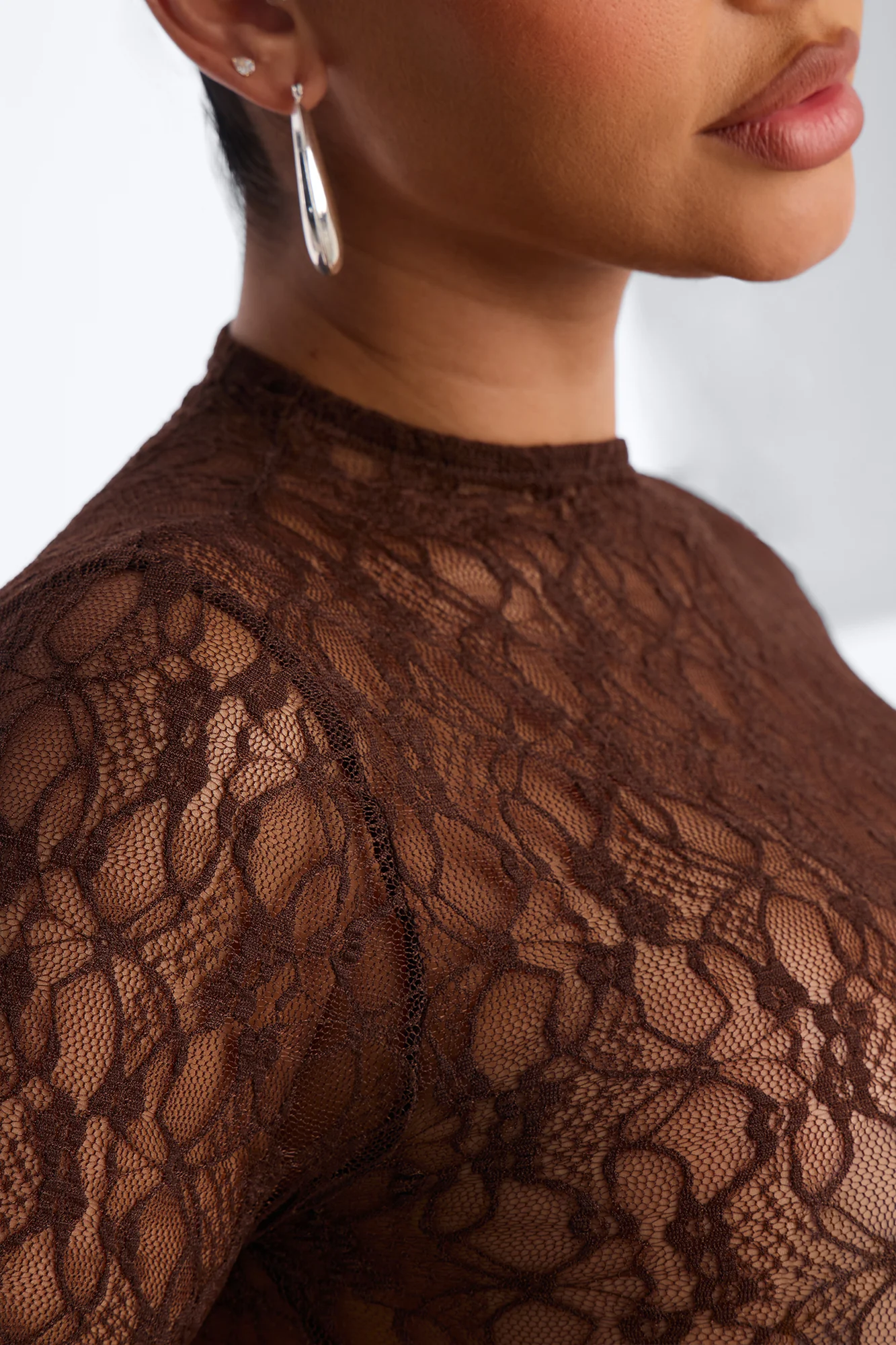 Smooth Moves Lace Catsuit - Chocolate - Image 3