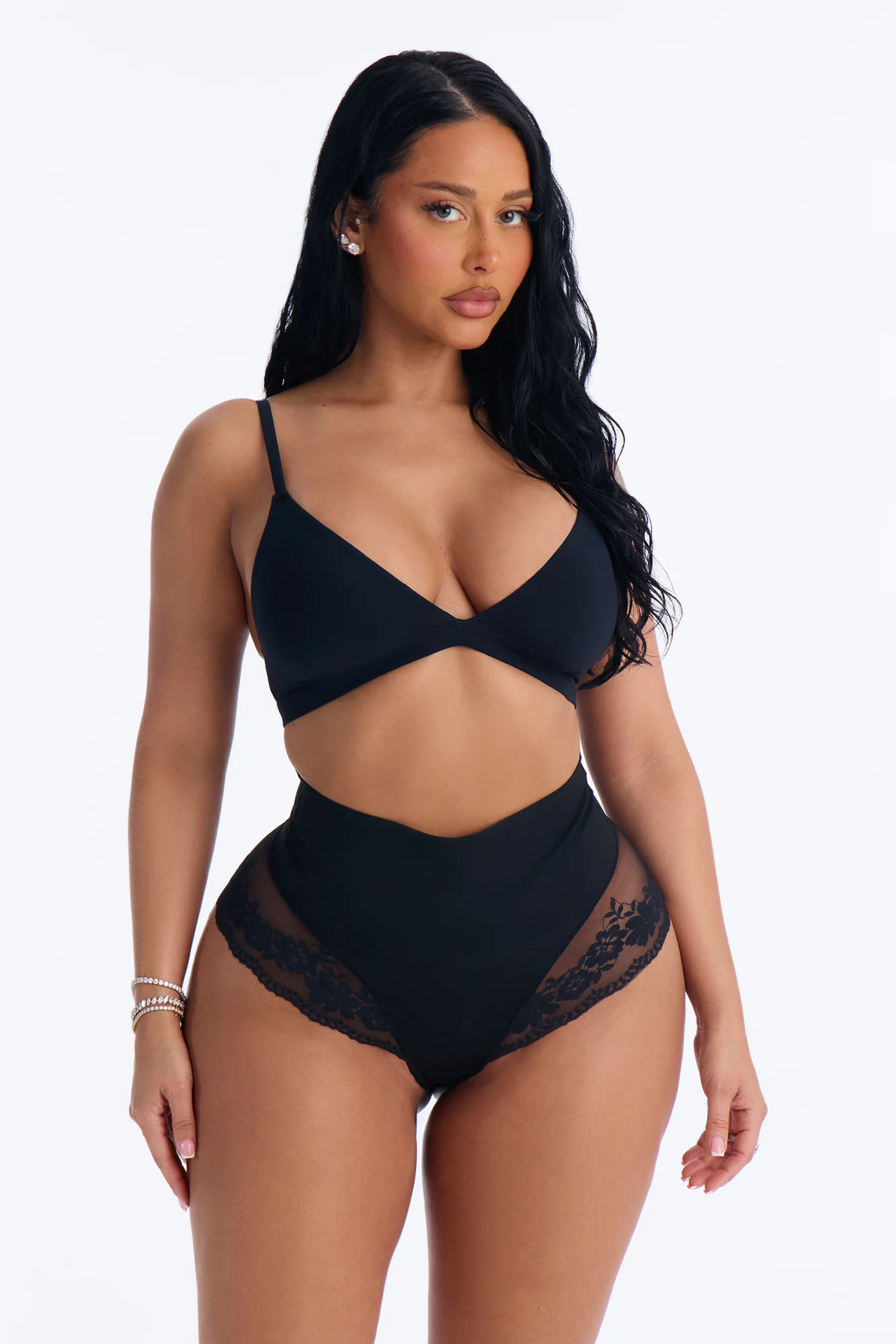 Smoothing Shape Lace Hipster Panty - Black