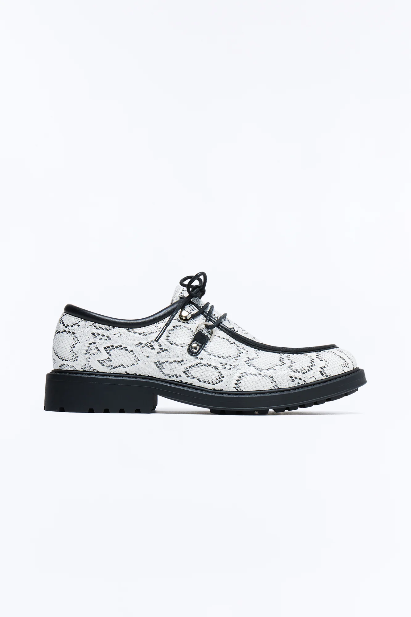 Snake Print Lug Sole Lace Up Shoe - White/combo - Image 3