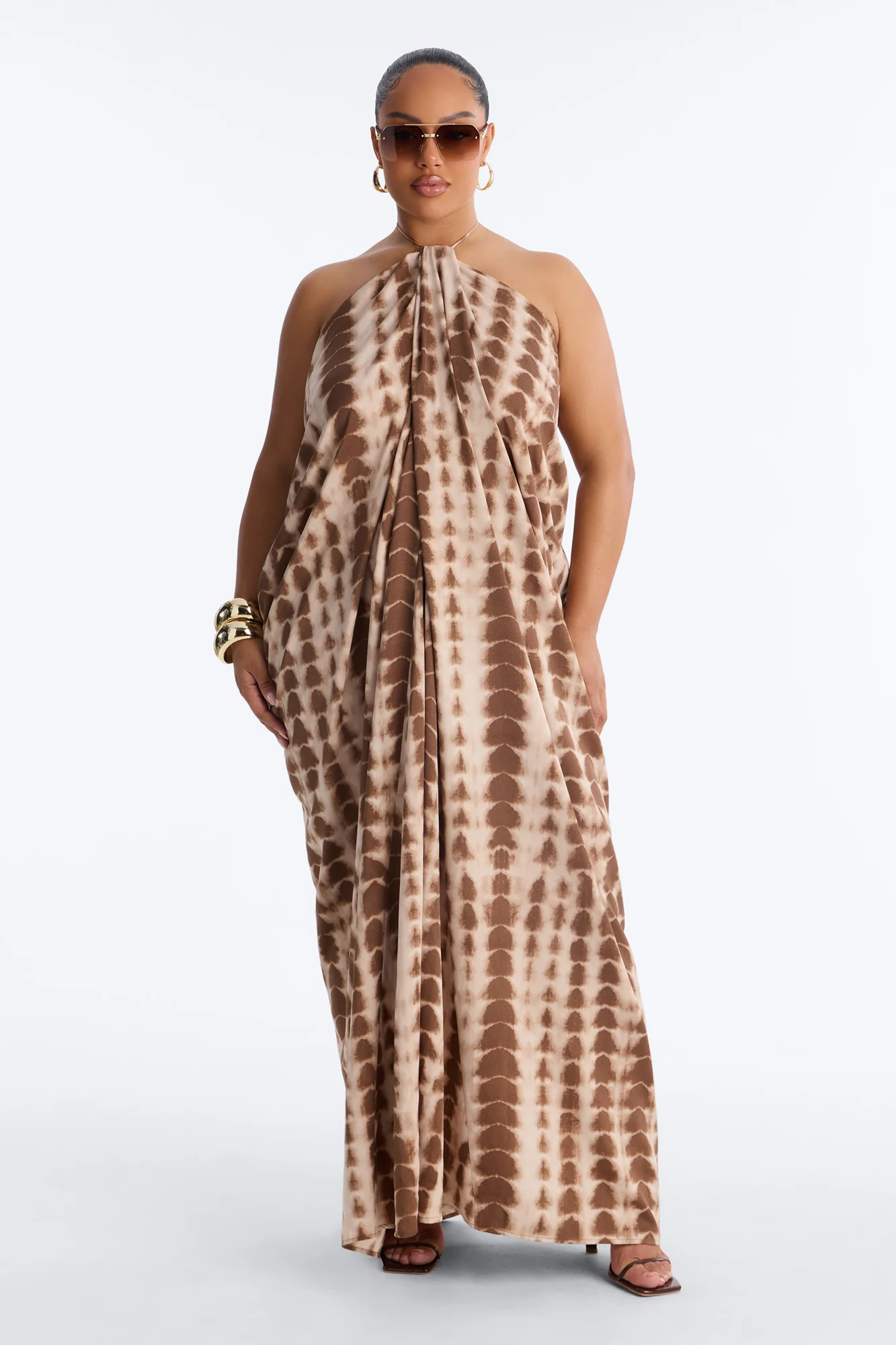 So Effortless Draped Maxi Dress - Brown/combo - Image 4