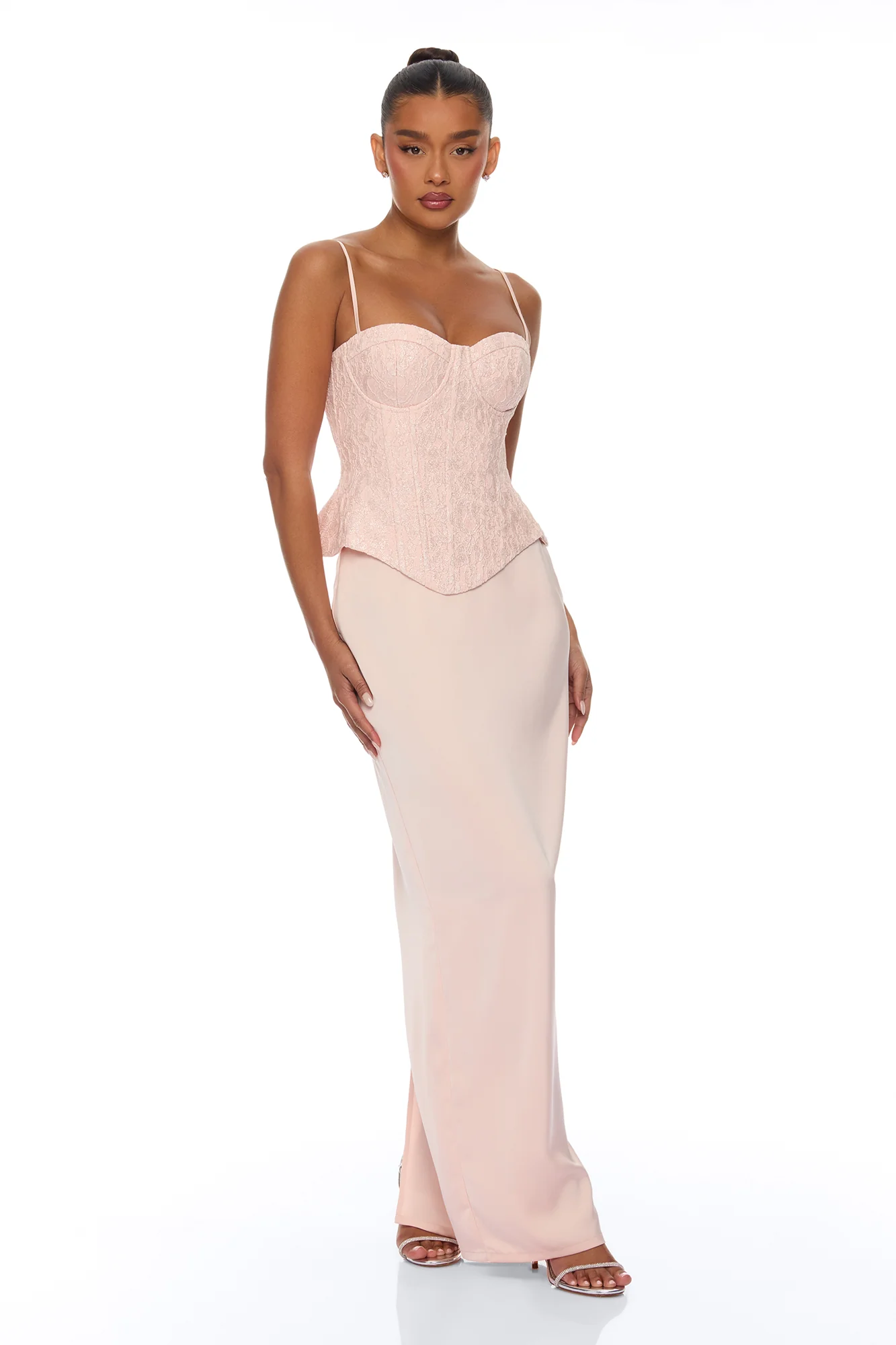 So Elegant Corset Skirt Set - Light Pink - Image 3