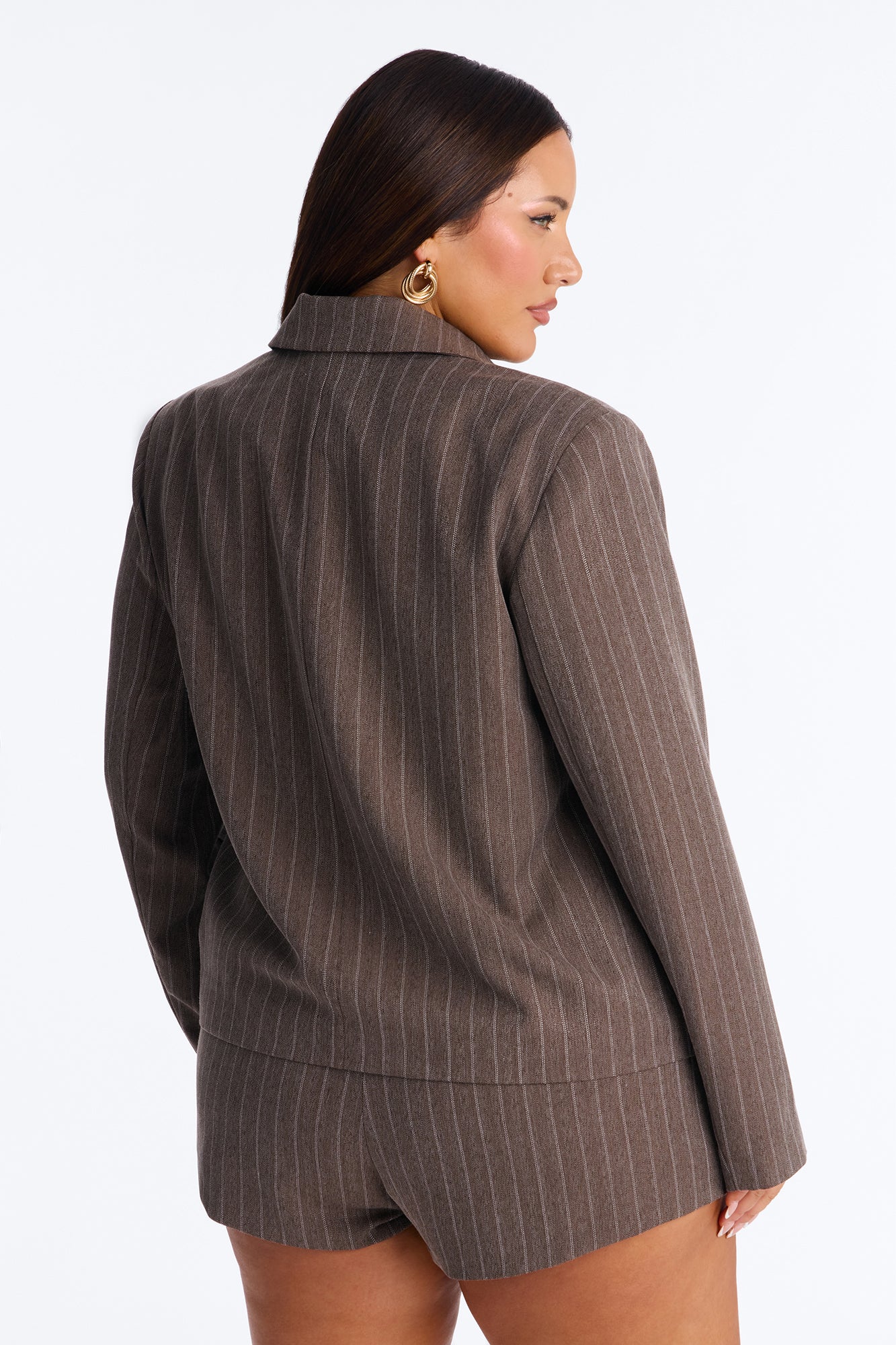 So Much Tea Pinstripe Blazer - Brown - Image 8