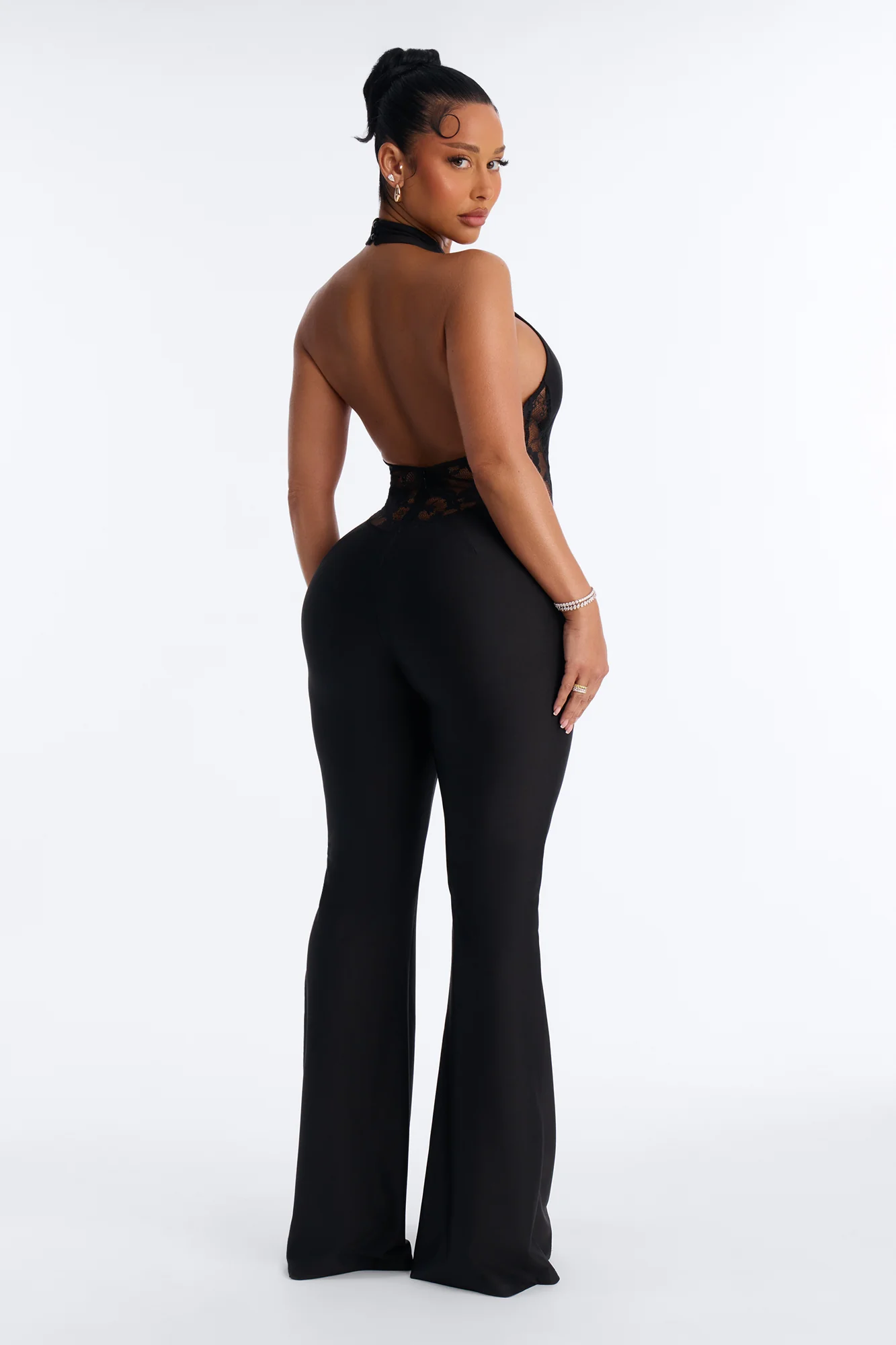 So Tempting Sleeveless Lace Trim Jumpsuit - Black - Image 4