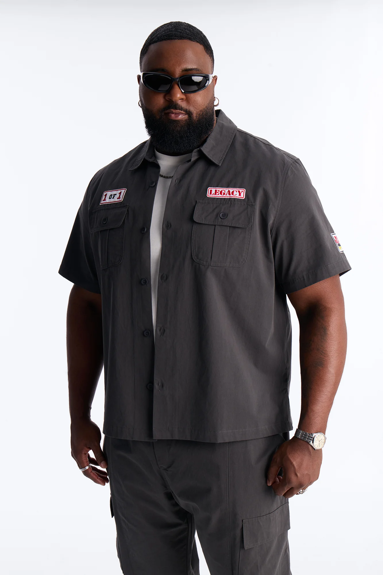 Social Project Button Up Shirt - Grey - Image 4