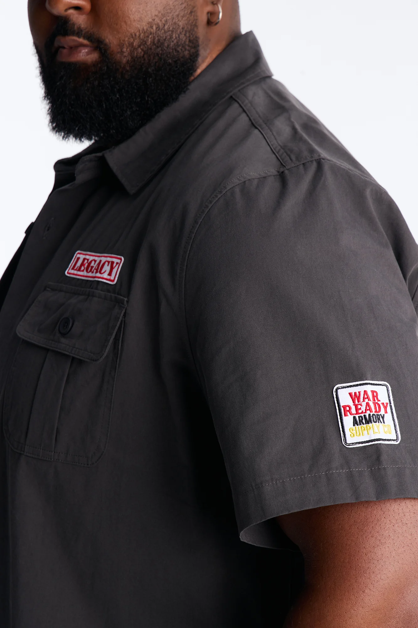 Social Project Button Up Shirt - Grey - Image 6