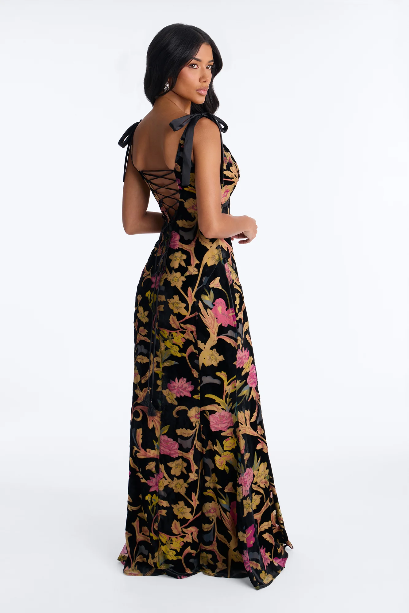 Soft Aesthetic Velvet Gown - Black/combo - Image 3
