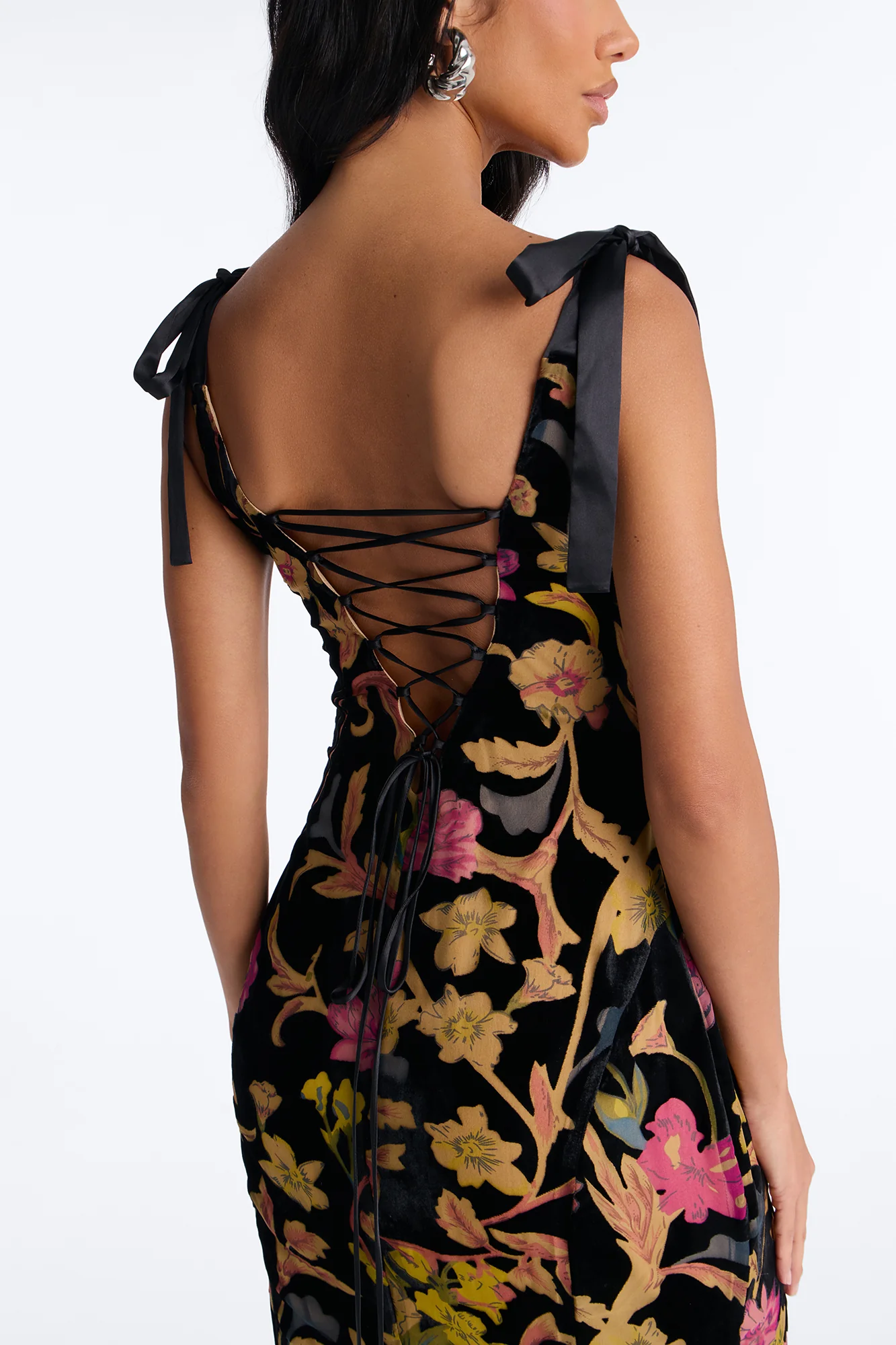 Soft Aesthetic Velvet Gown - Black/combo - Image 4