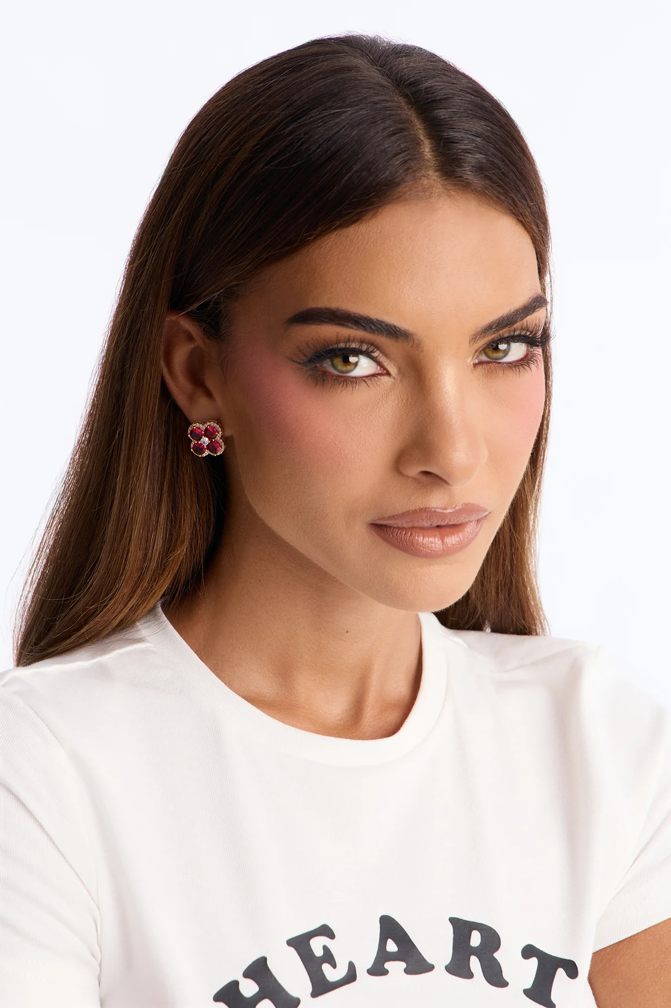 Soft Clover Earrings - Gold/Pink - Image 2