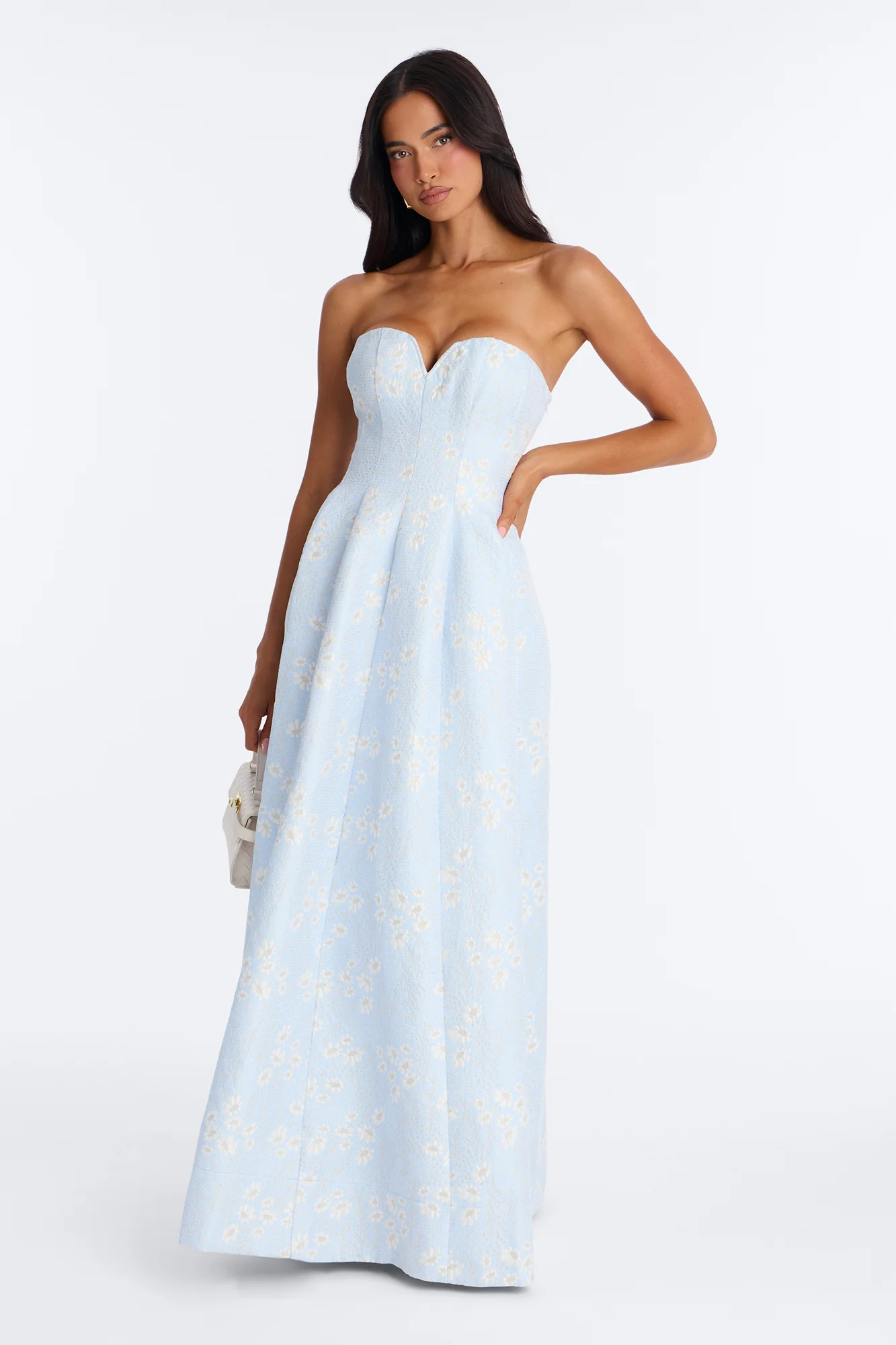 Soft Glam Jacquard Gown - Light Blue