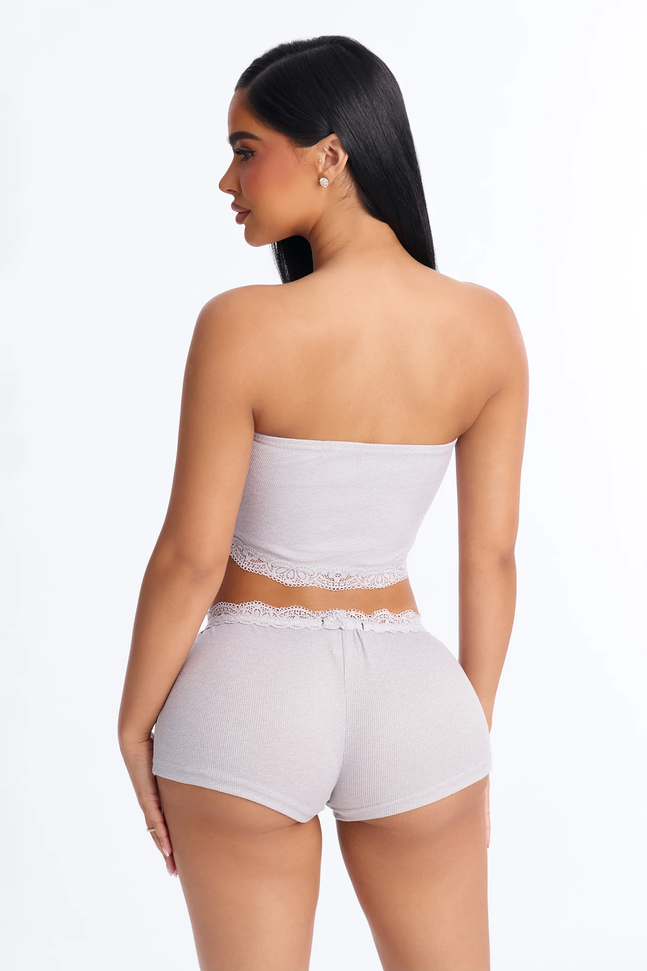 Soft Rib Seduction 2 Piece Set - Grey - Image 3