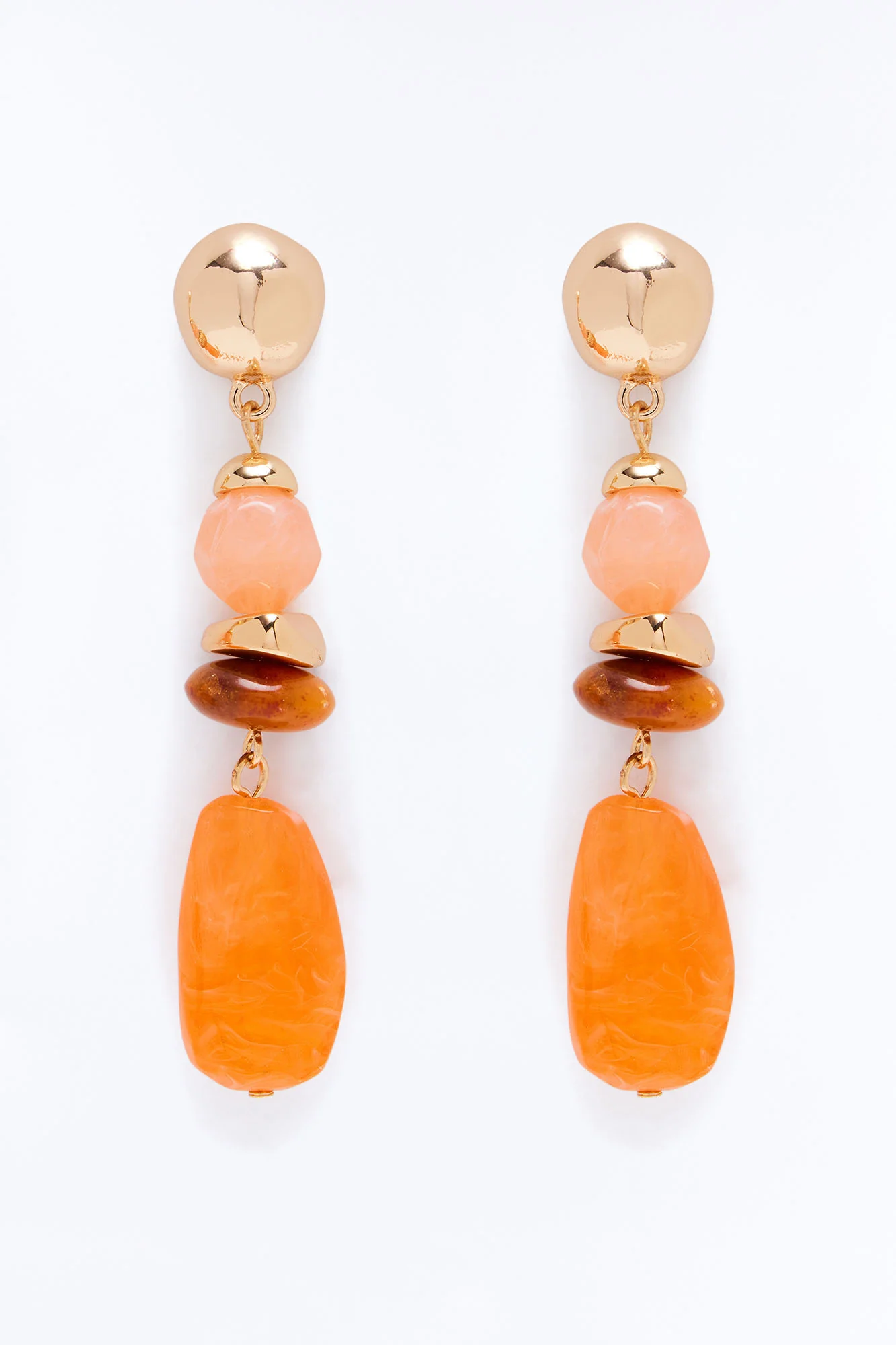 Soft Spark Jeweled Drop Earrings - Orange/combo - Image 3