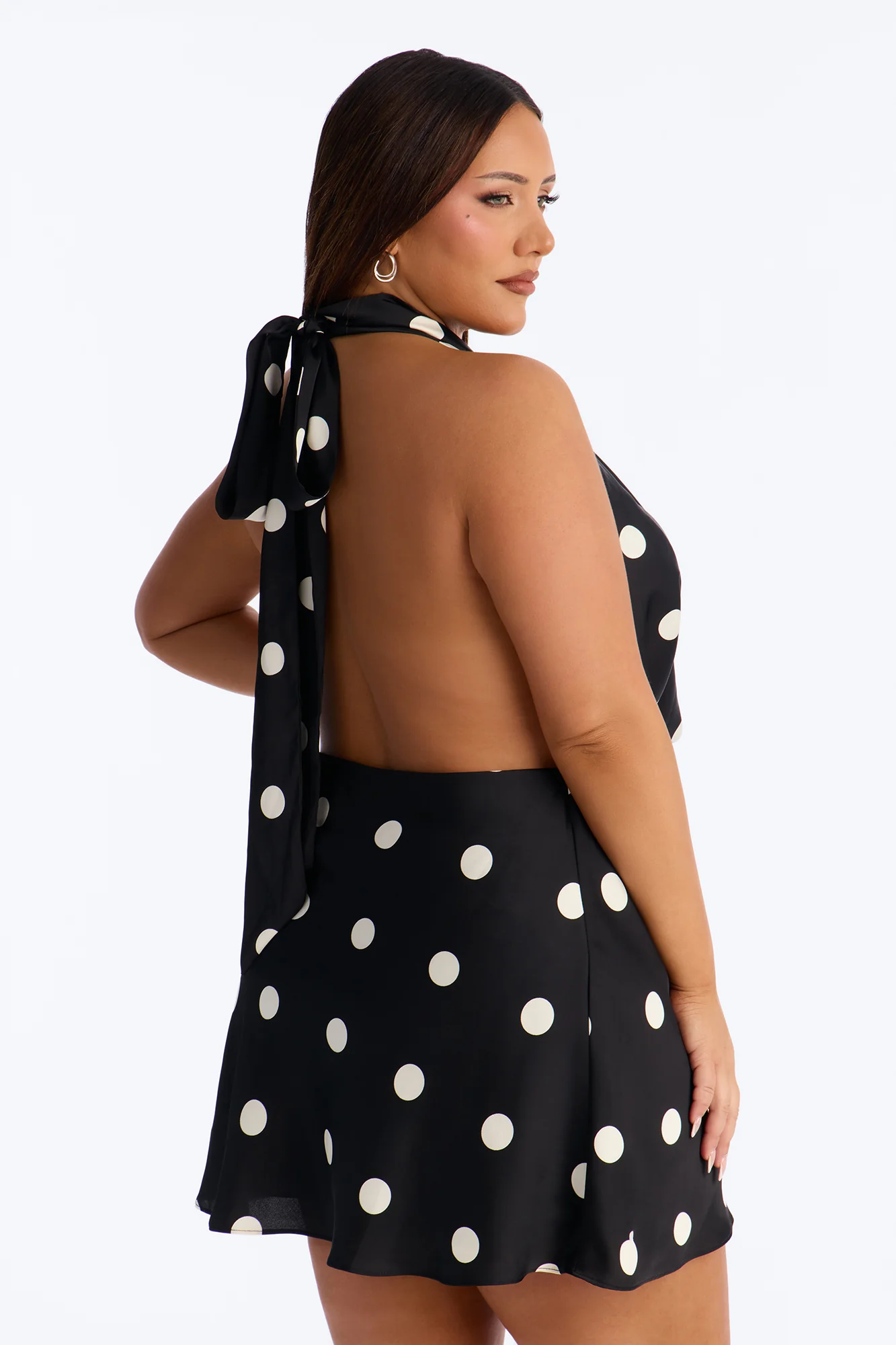 Soft Spot Halter Satin Mini Dress - Black - Image 6