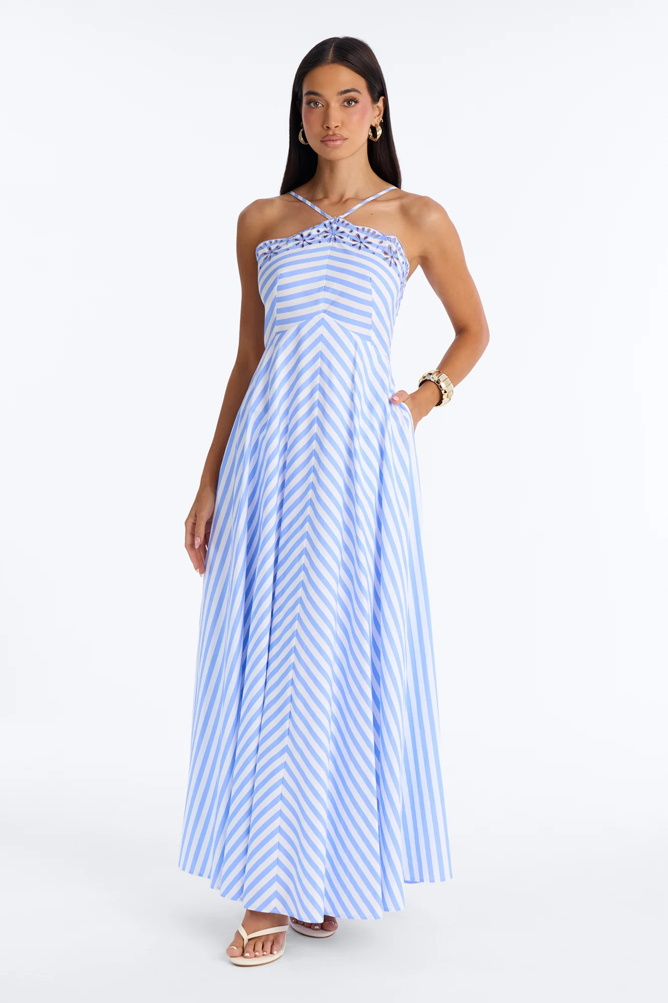 Soft Sunshine Poplin Maxi Dress - Blue/combo