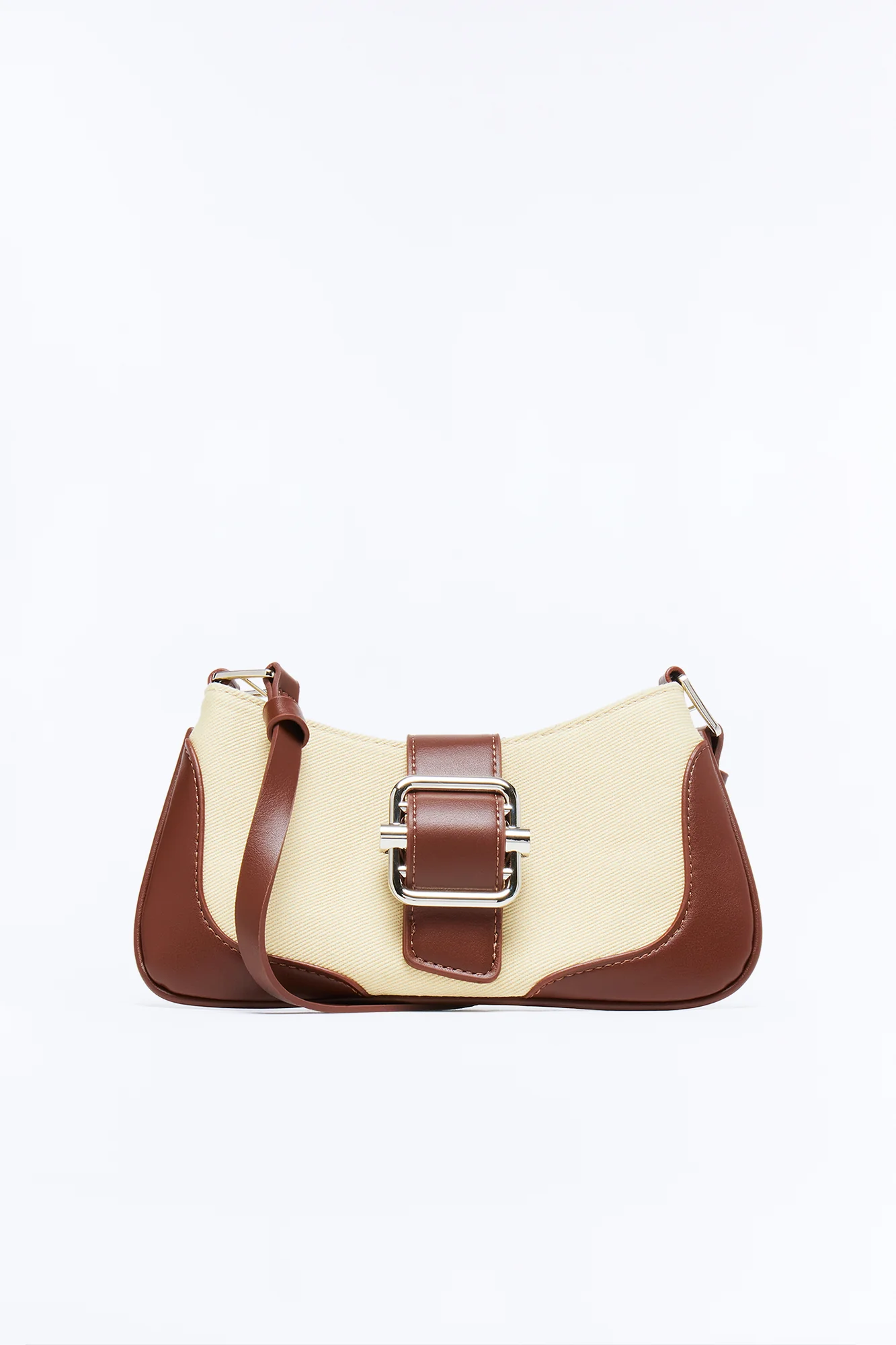 Soft Touch Canvas Shoulder Handbag - Brown/combo - Image 3