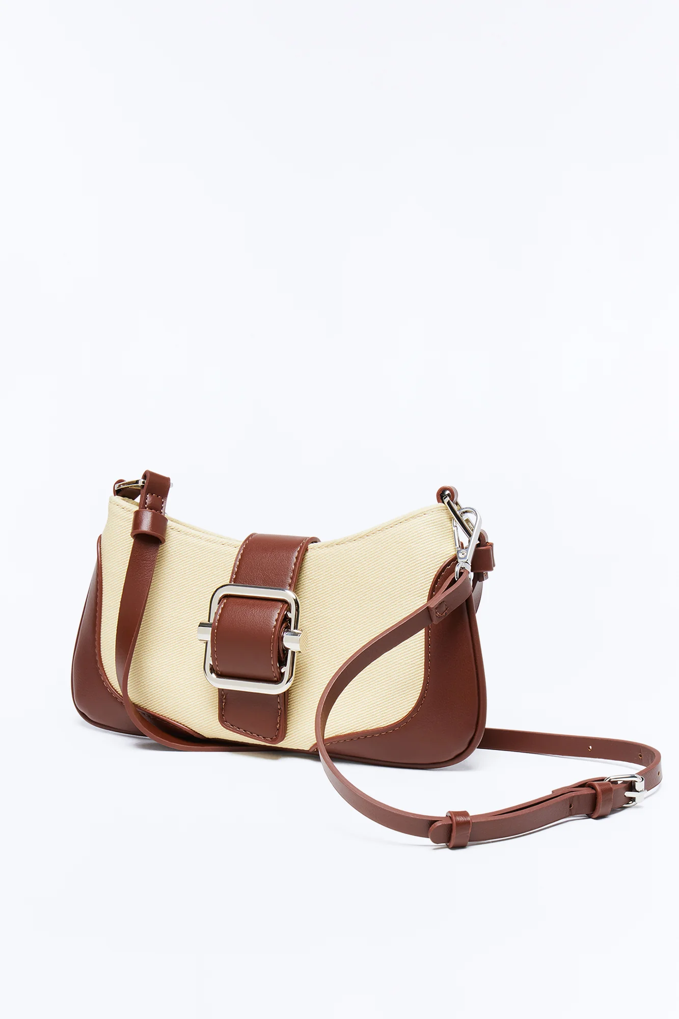 Soft Touch Canvas Shoulder Handbag - Brown/combo - Image 4