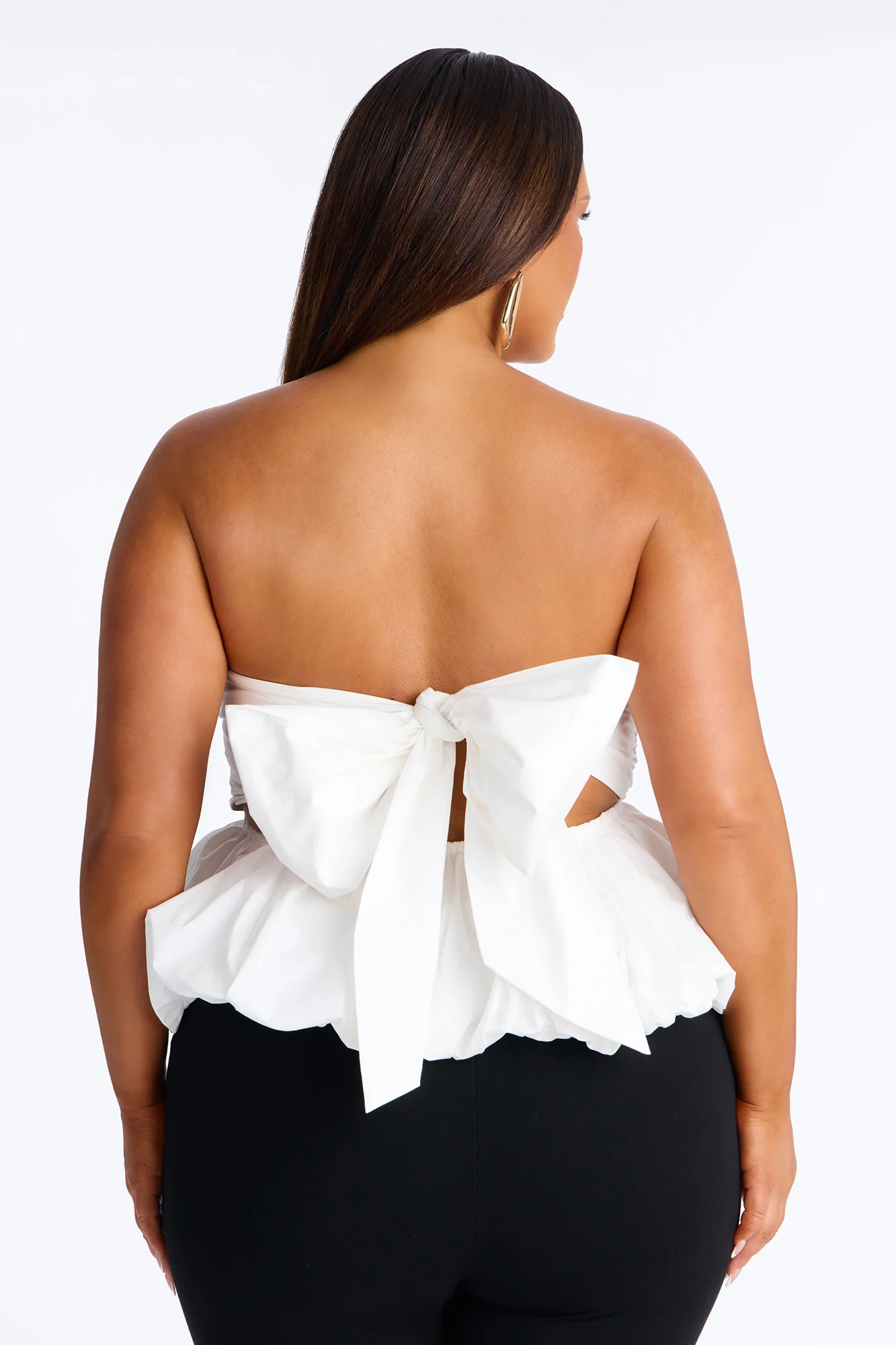 Softly In Love Bubble Hem Poplin Top - White - Image 7