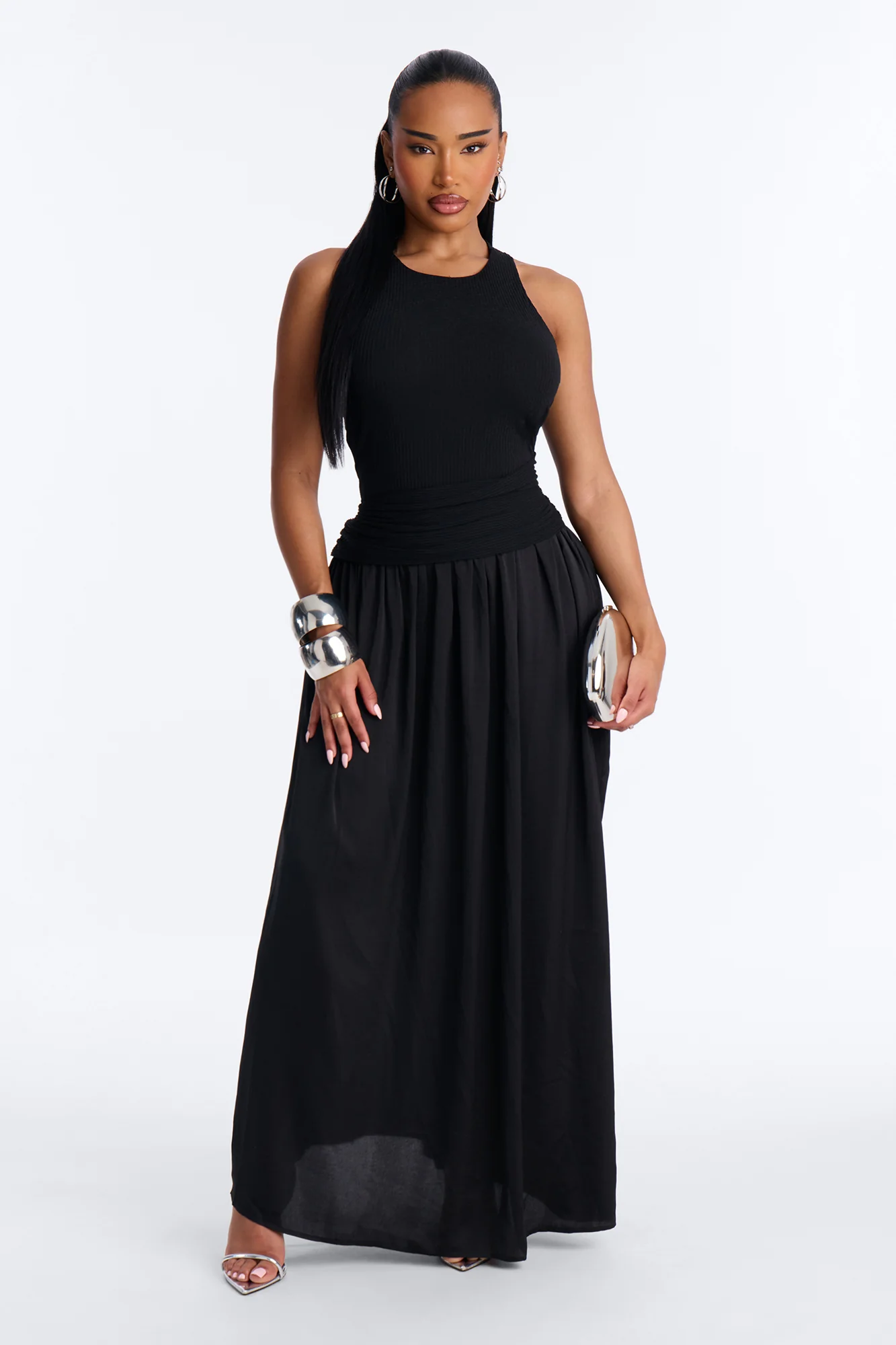 Soho Sleeveless Ribbed Maxi Dress - Black
