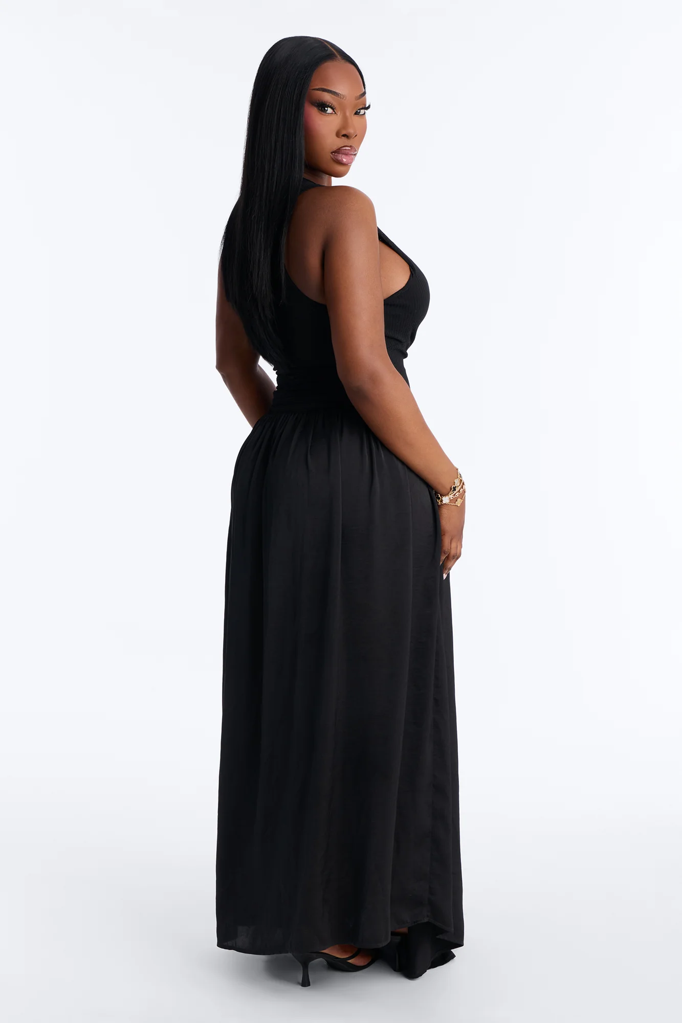 Soho Sleeveless Ribbed Maxi Dress - Black - Image 6