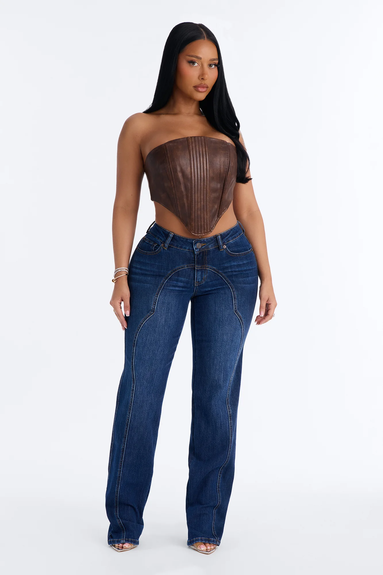 Soho Ultra Low Rise Stretch Straight Leg Jeans - Dark Wash