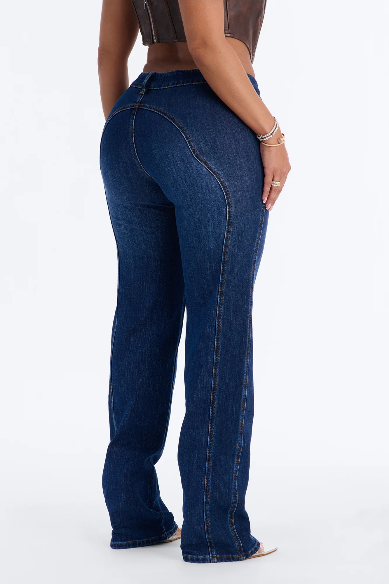 Soho Ultra Low Rise Stretch Straight Leg Jeans - Dark Wash - Image 4