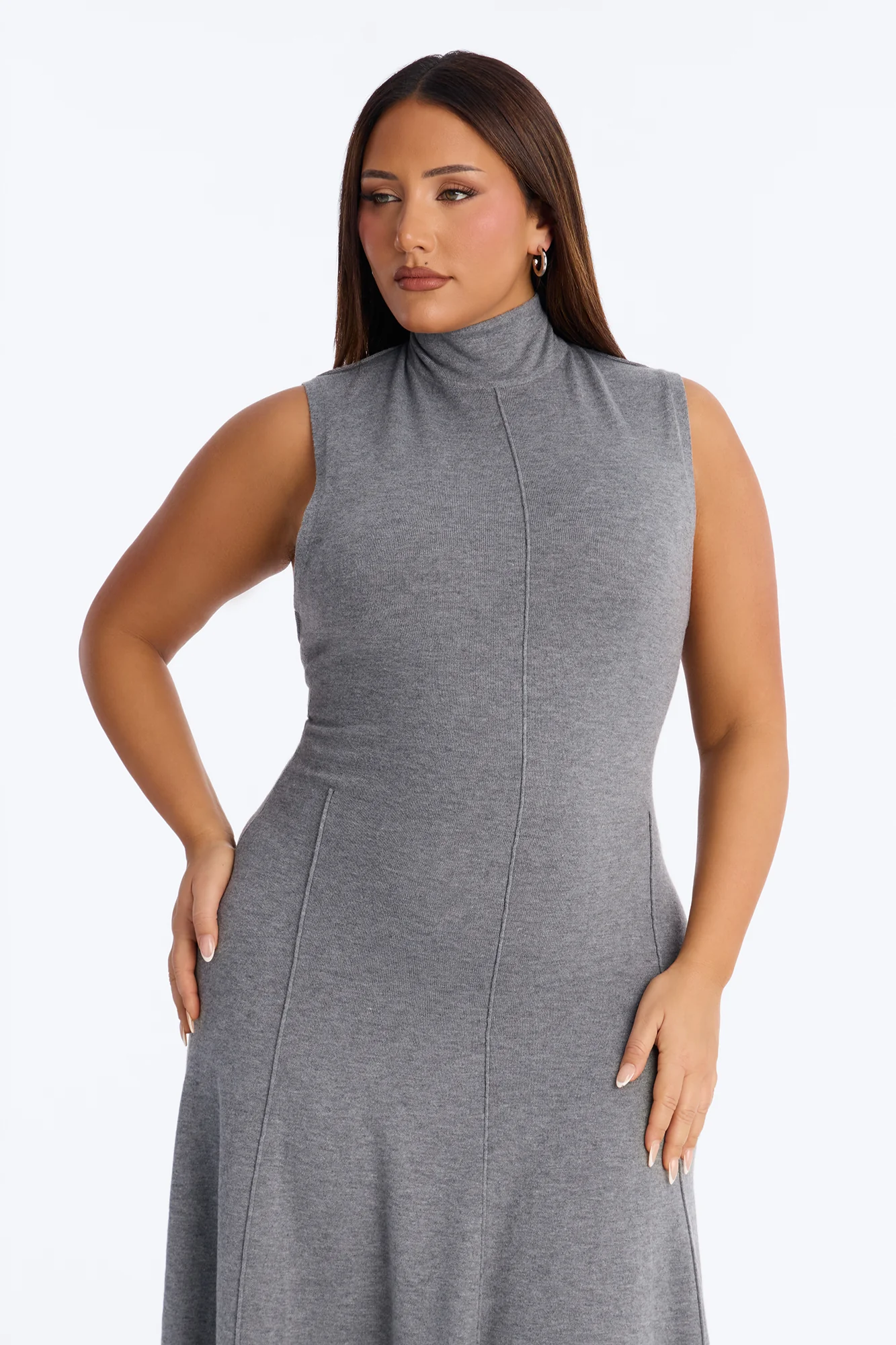 Solene Backless Sweater Maxi Dress - Charcoal - Image 6