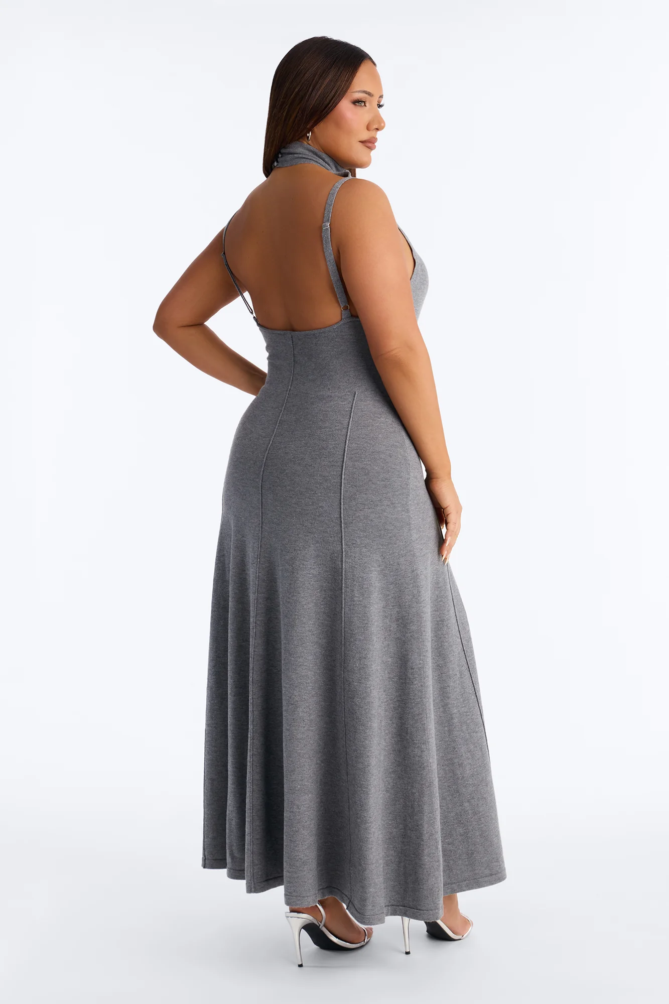 Solene Backless Sweater Maxi Dress - Charcoal - Image 7