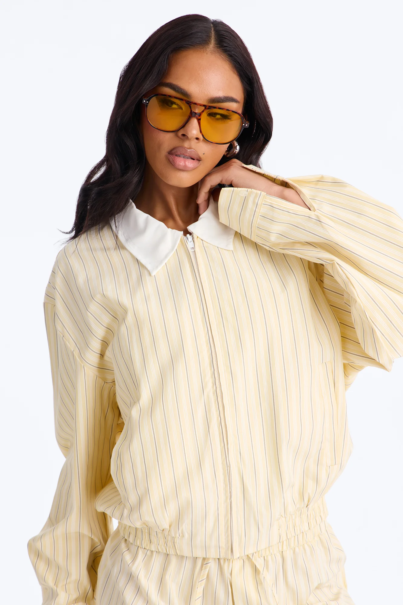 Solene Pinstripe Short Set - Butter Yellow - Image 3