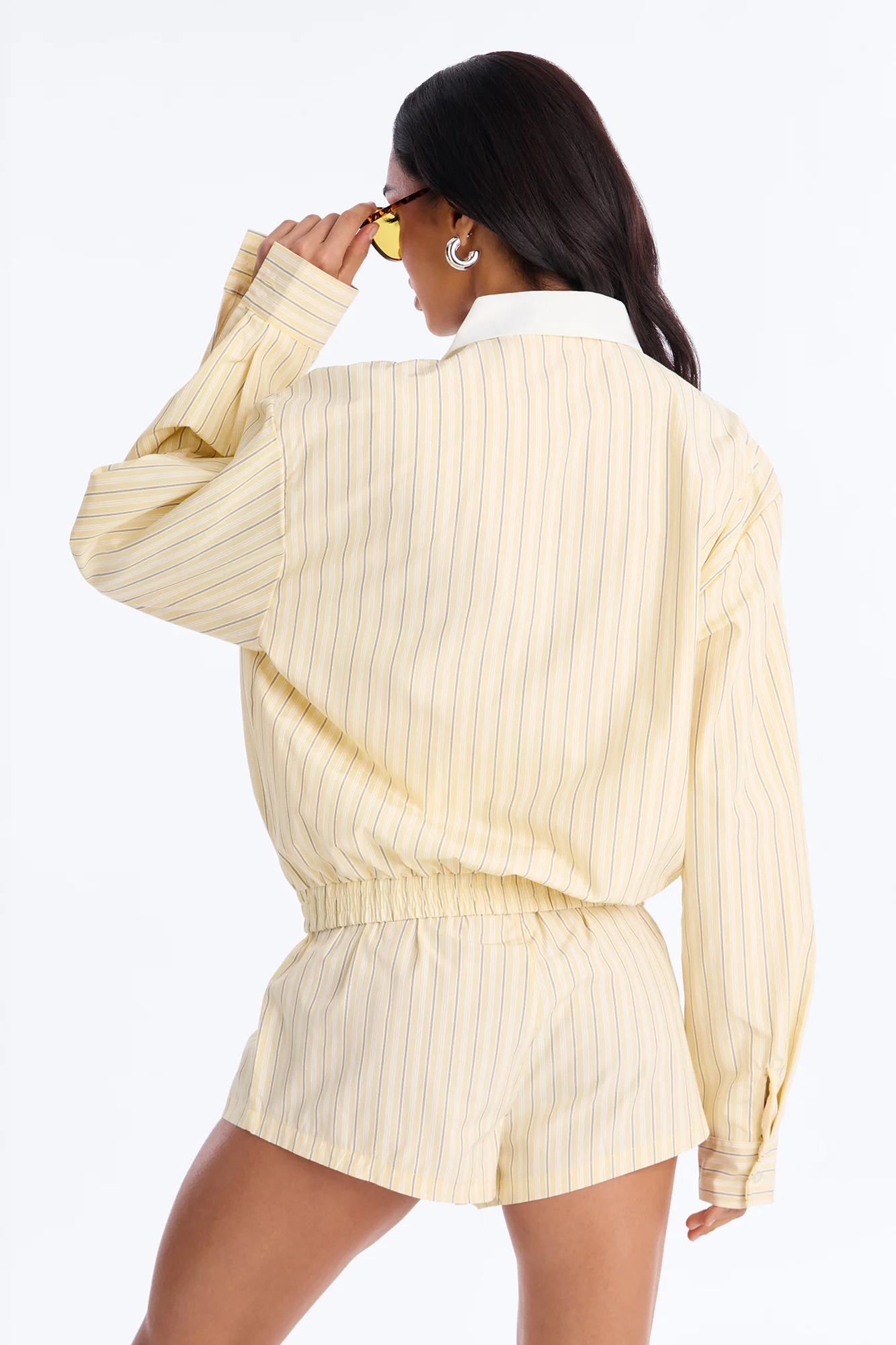 Solene Pinstripe Short Set - Butter Yellow - Image 4