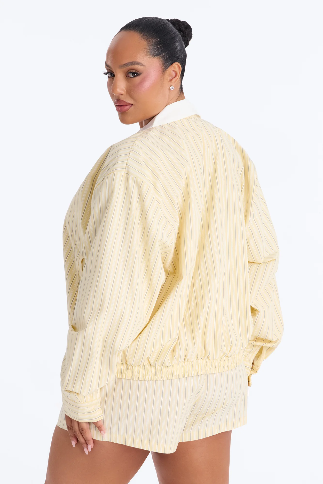 Solene Pinstripe Short Set - Butter Yellow - Image 7
