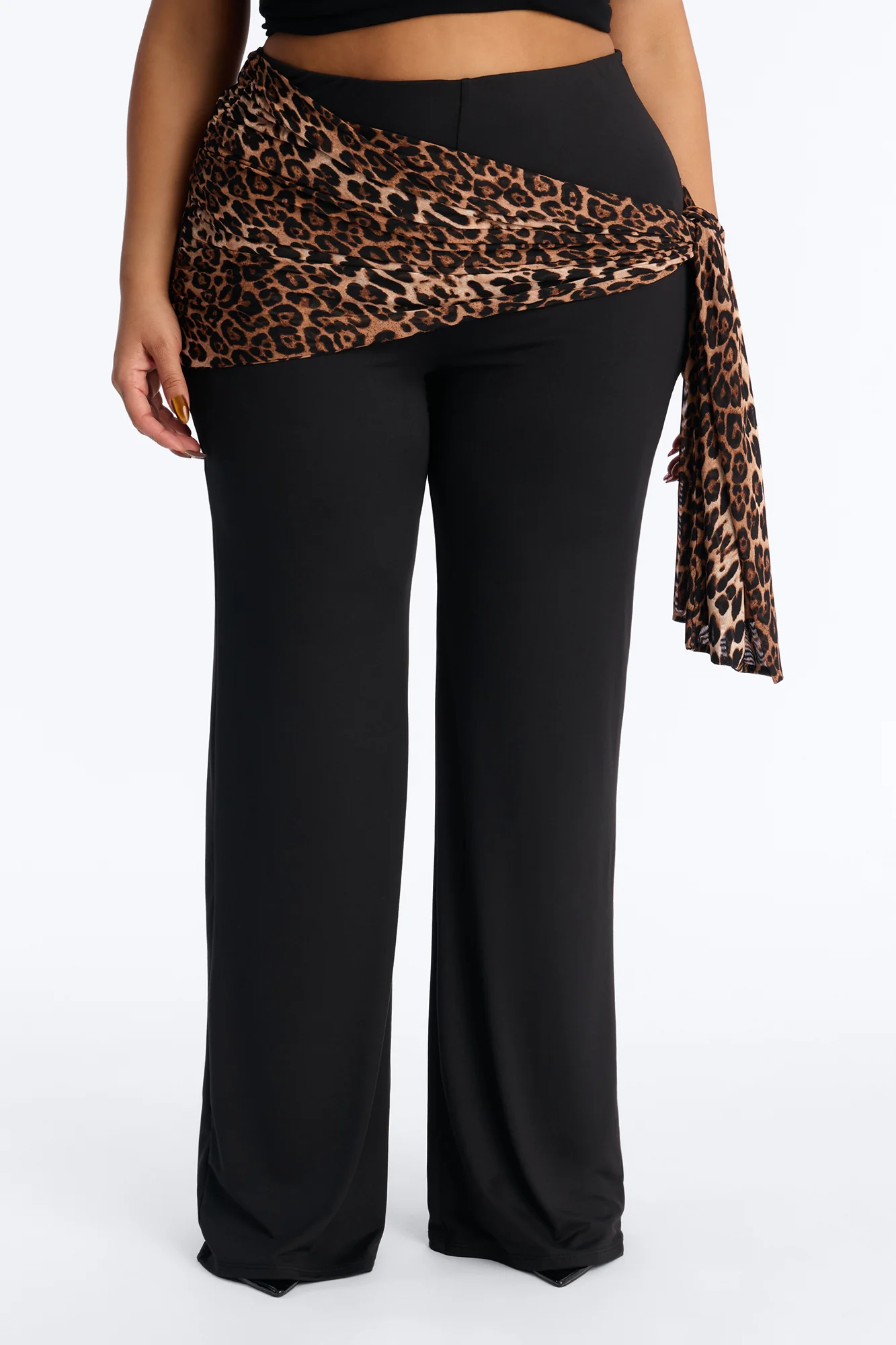 Solvita Mesh Scarf Mid Rise Flare Pants - Black/combo - Image 5