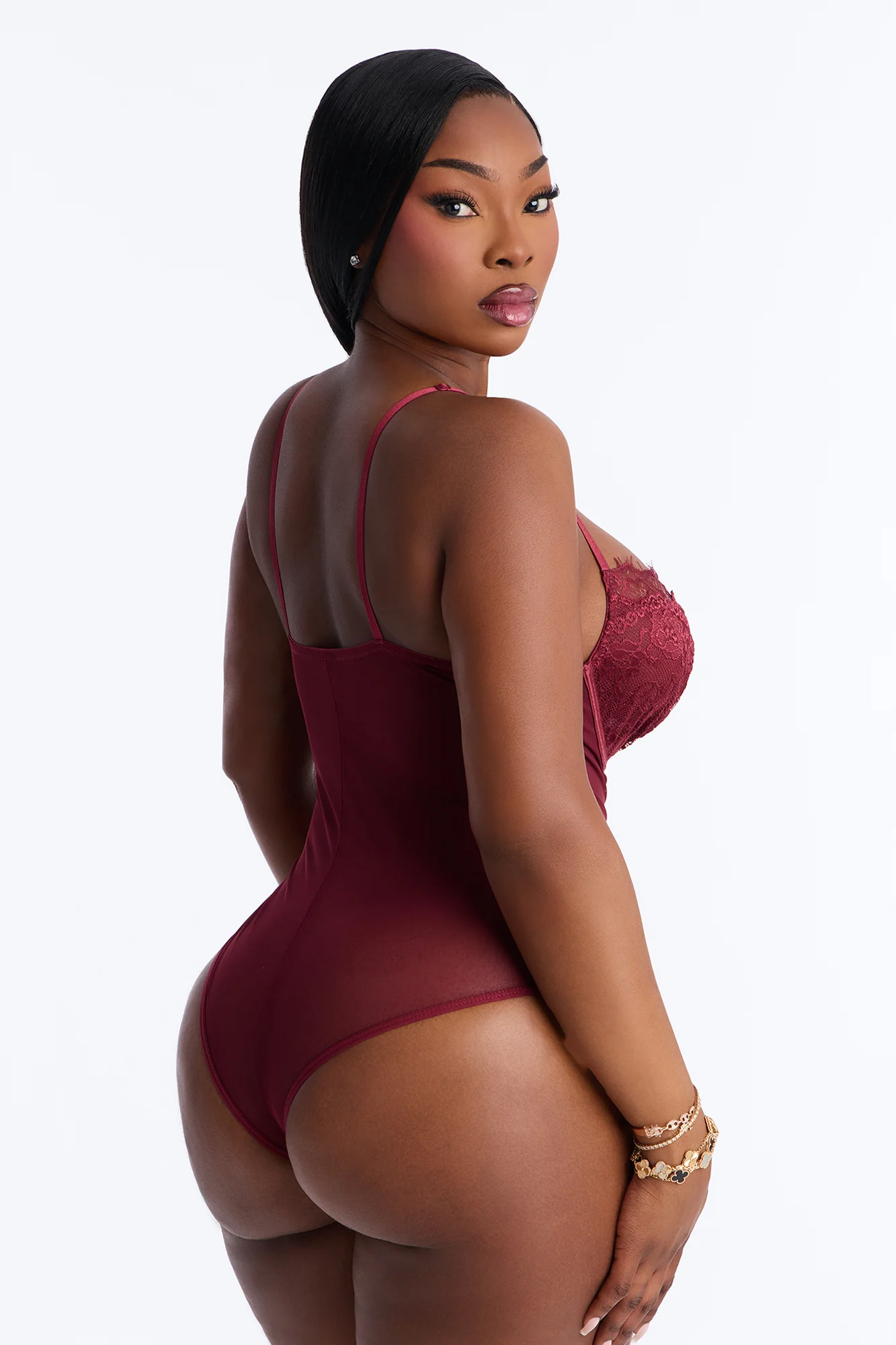 Somebody To Love Lace Teddy - Burgundy - Image 6
