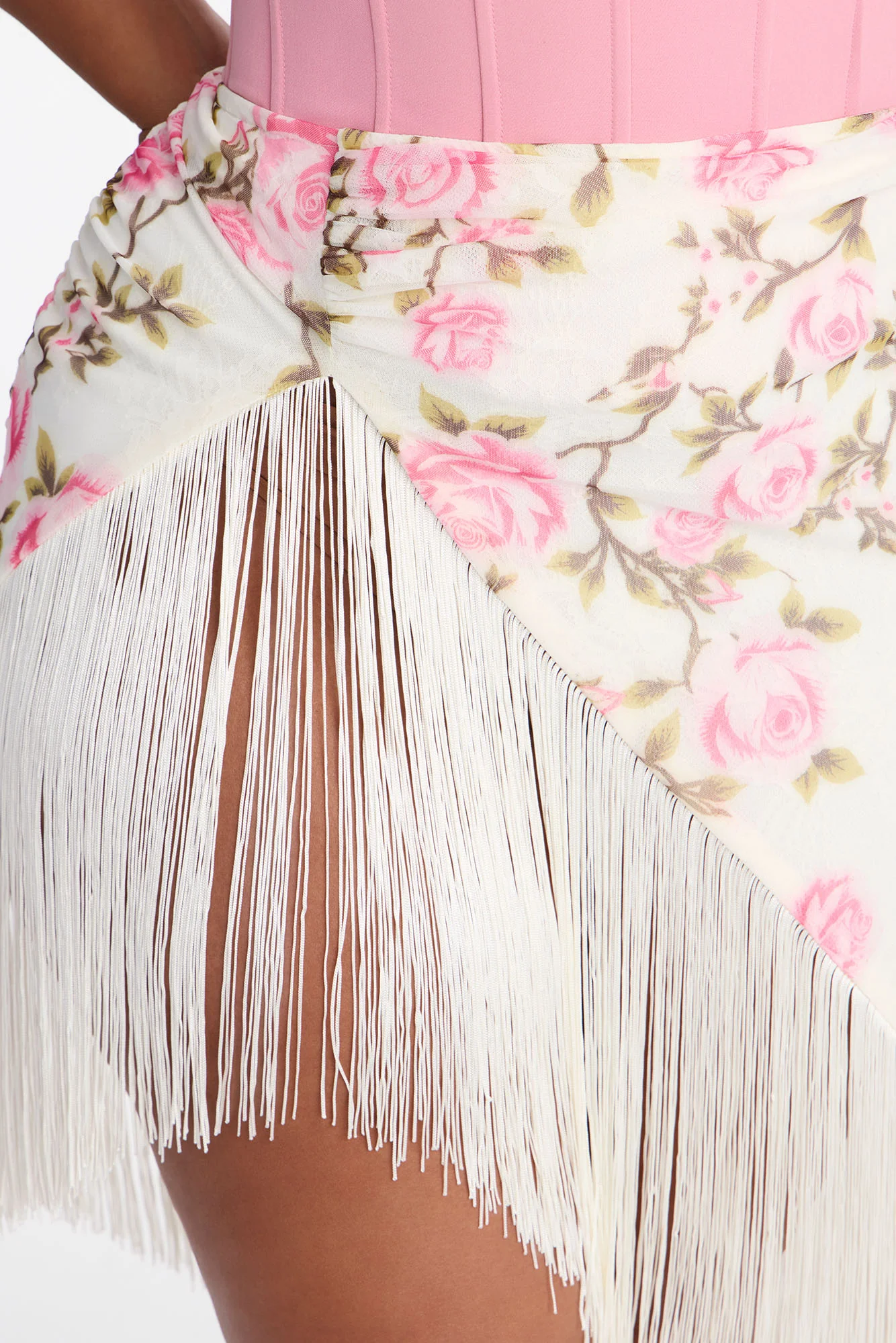 Something Sweet Floral Fringe Trim Midi Skirt - Ivory/combo - Image 7