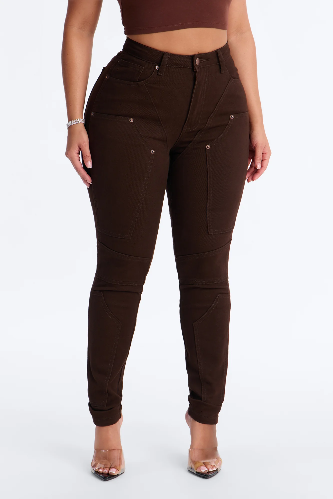 Sonia Utility Skinny Pant 29″ - Brown - Image 2