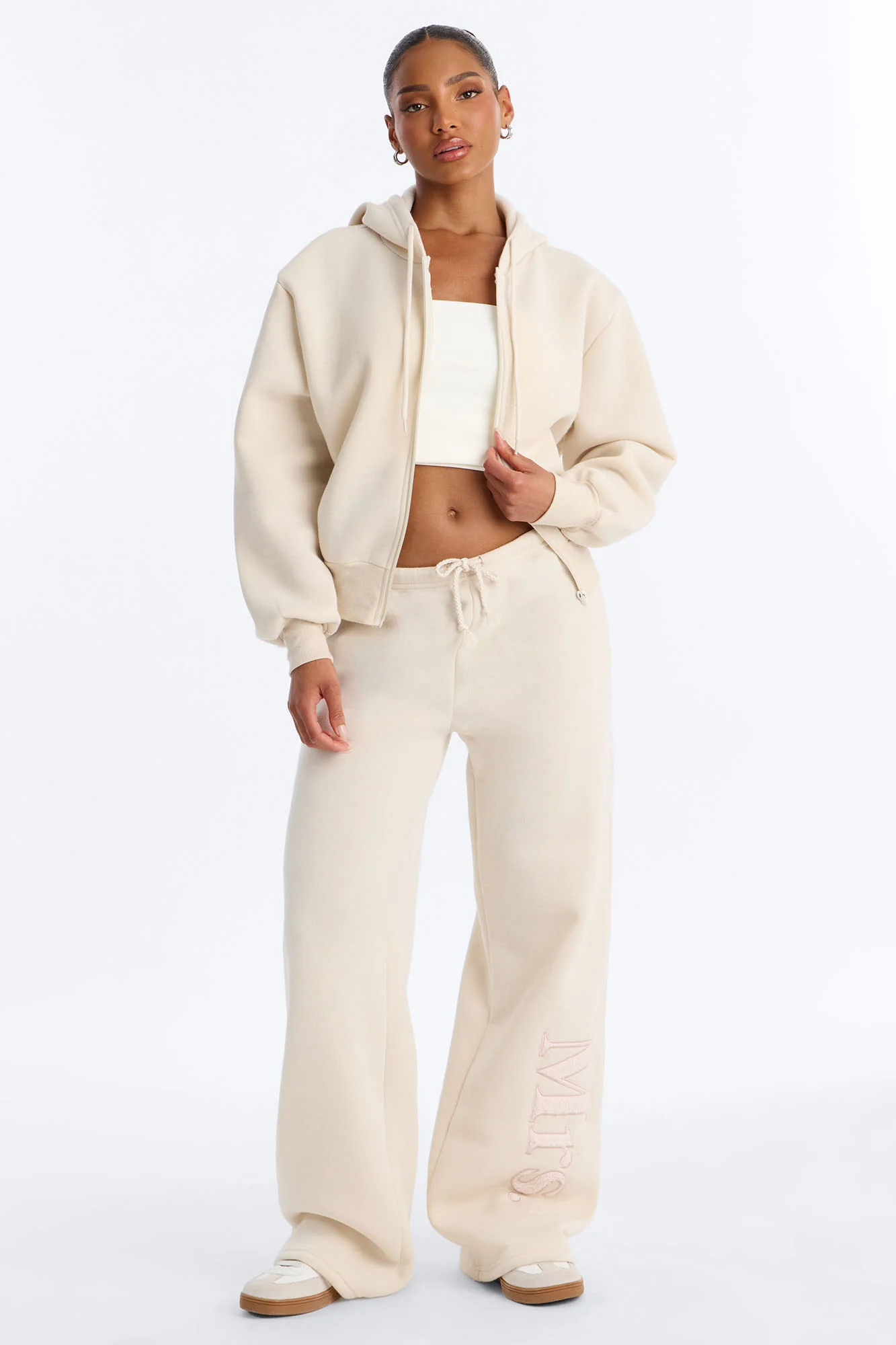 Soon To Be Mrs Fleece Pant Set - Cream - Image 2