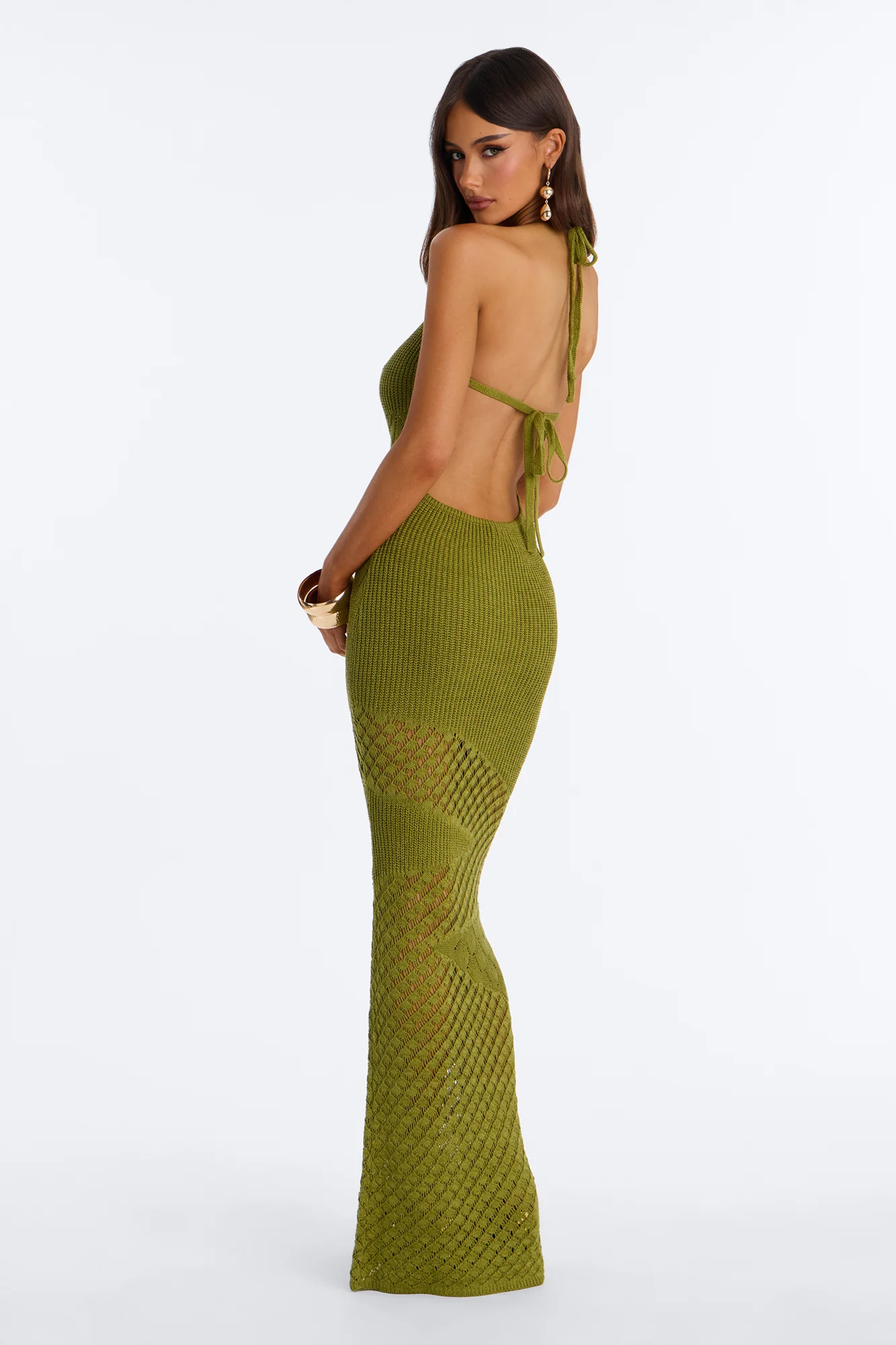 Sophia Crochet Maxi Dress - Olive - Image 4