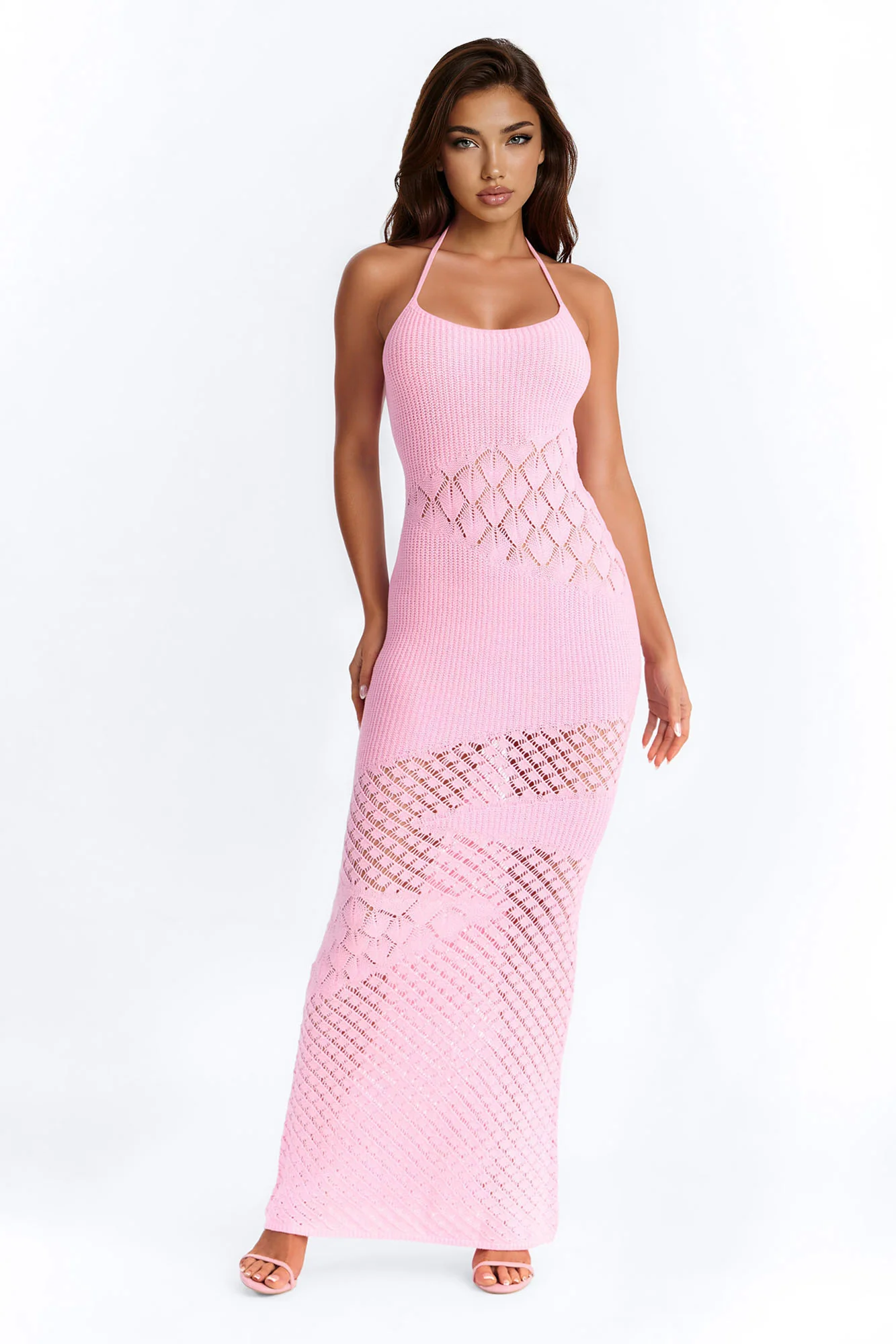 Sophia Crochet Maxi Dress - Pink