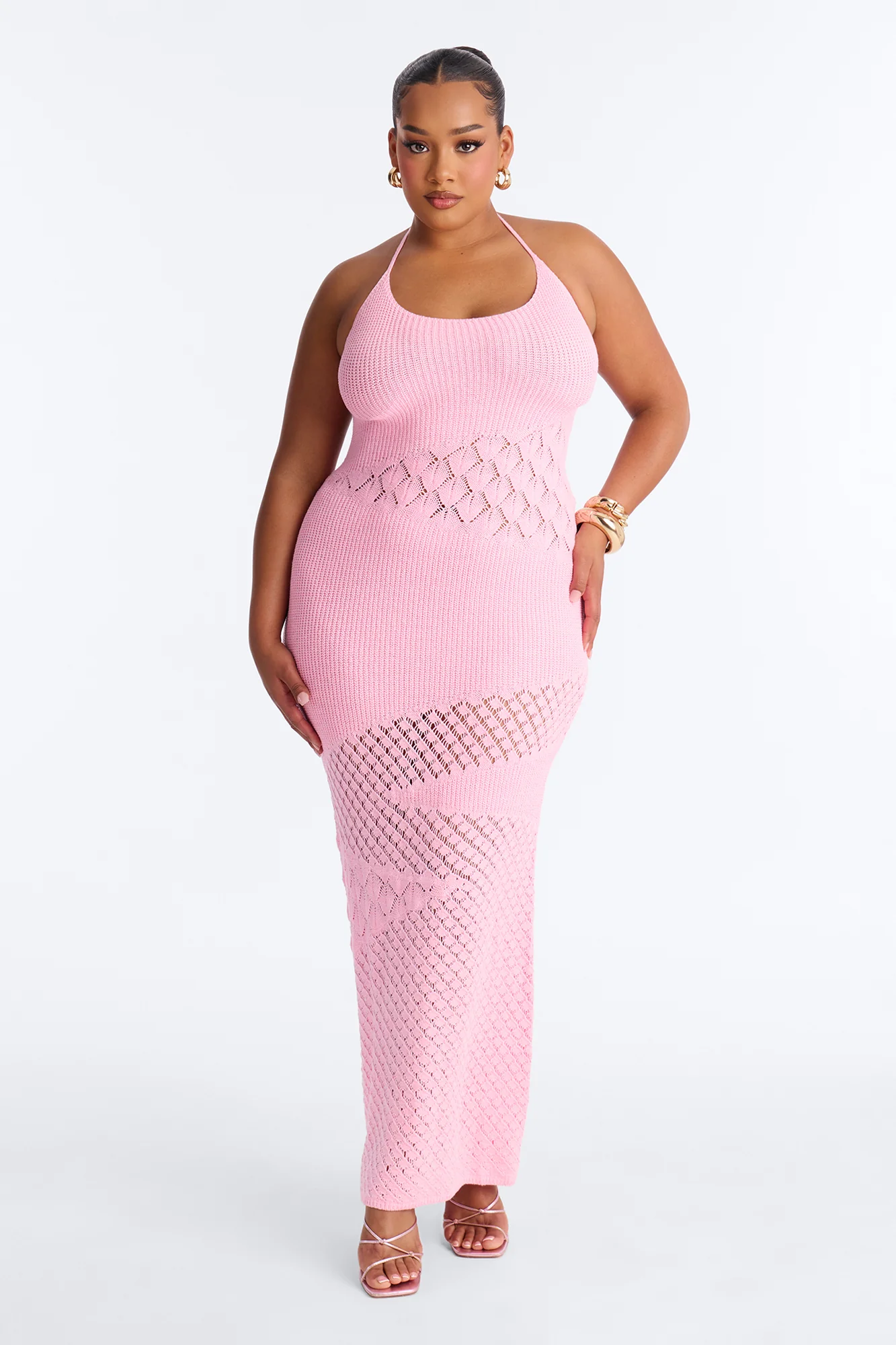 Sophia Crochet Maxi Dress - Pink - Image 4