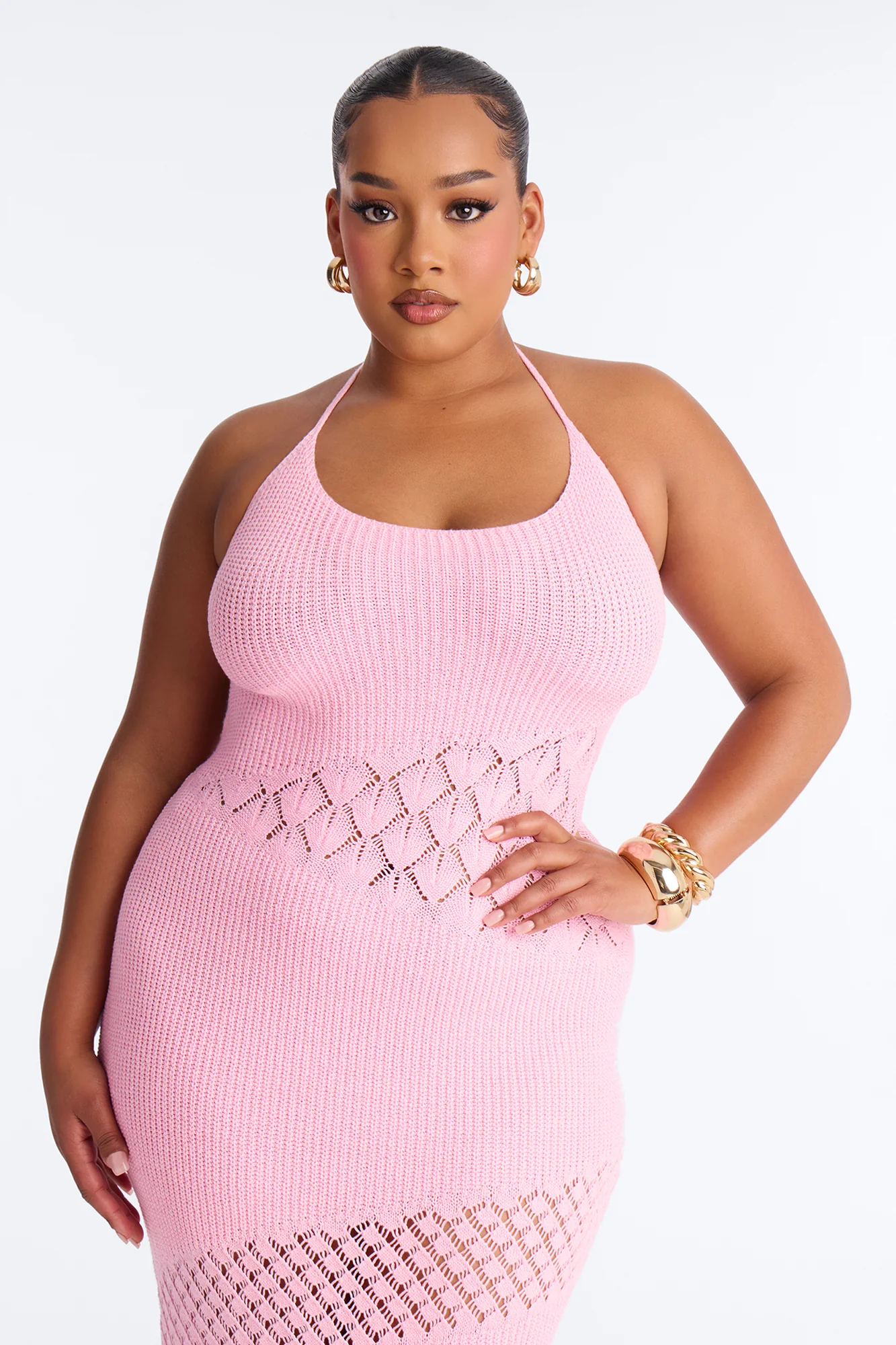 Sophia Crochet Maxi Dress - Pink - Image 5